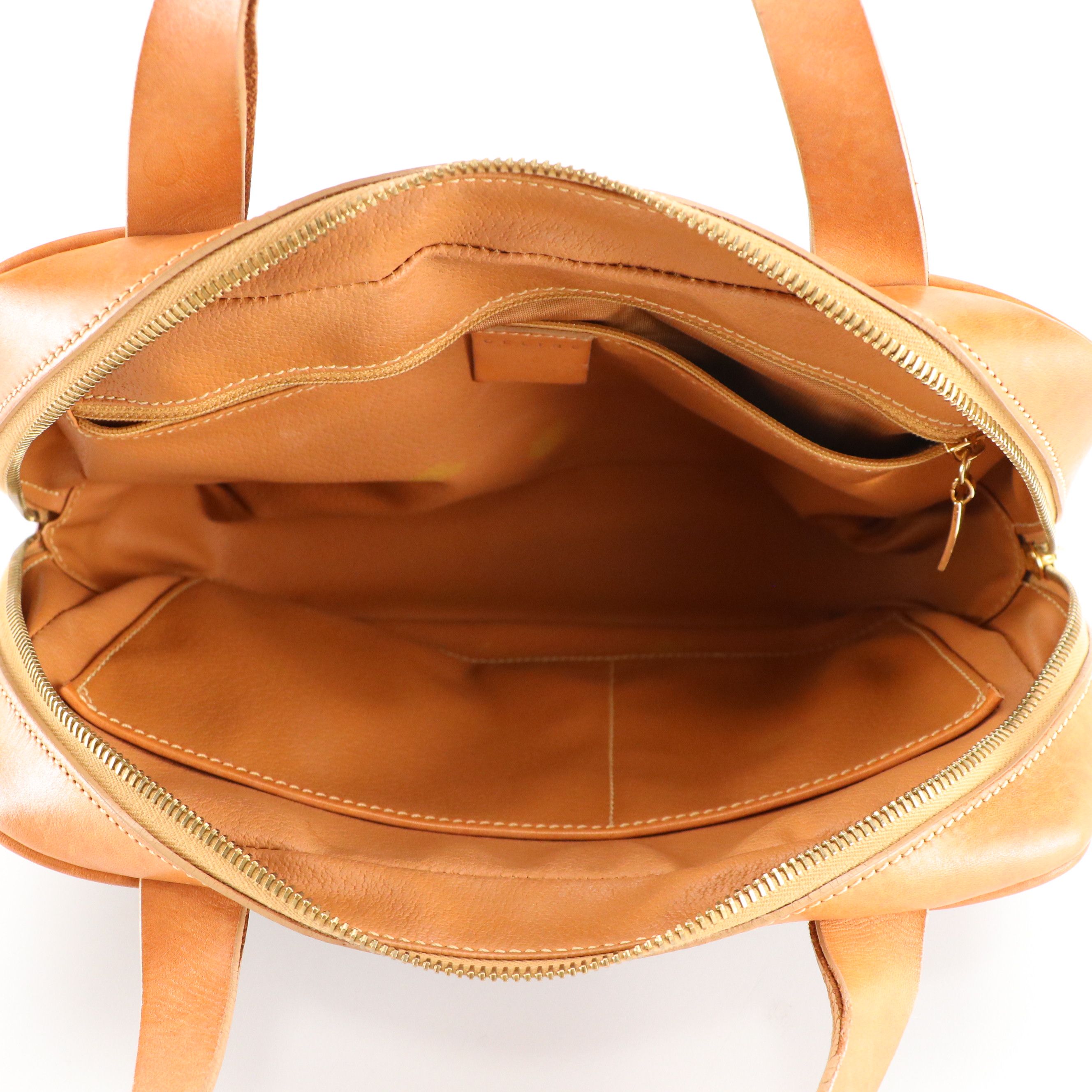 Celine Zip-Around Handbag in Macadam Canvas and Brown Calfskin Trim