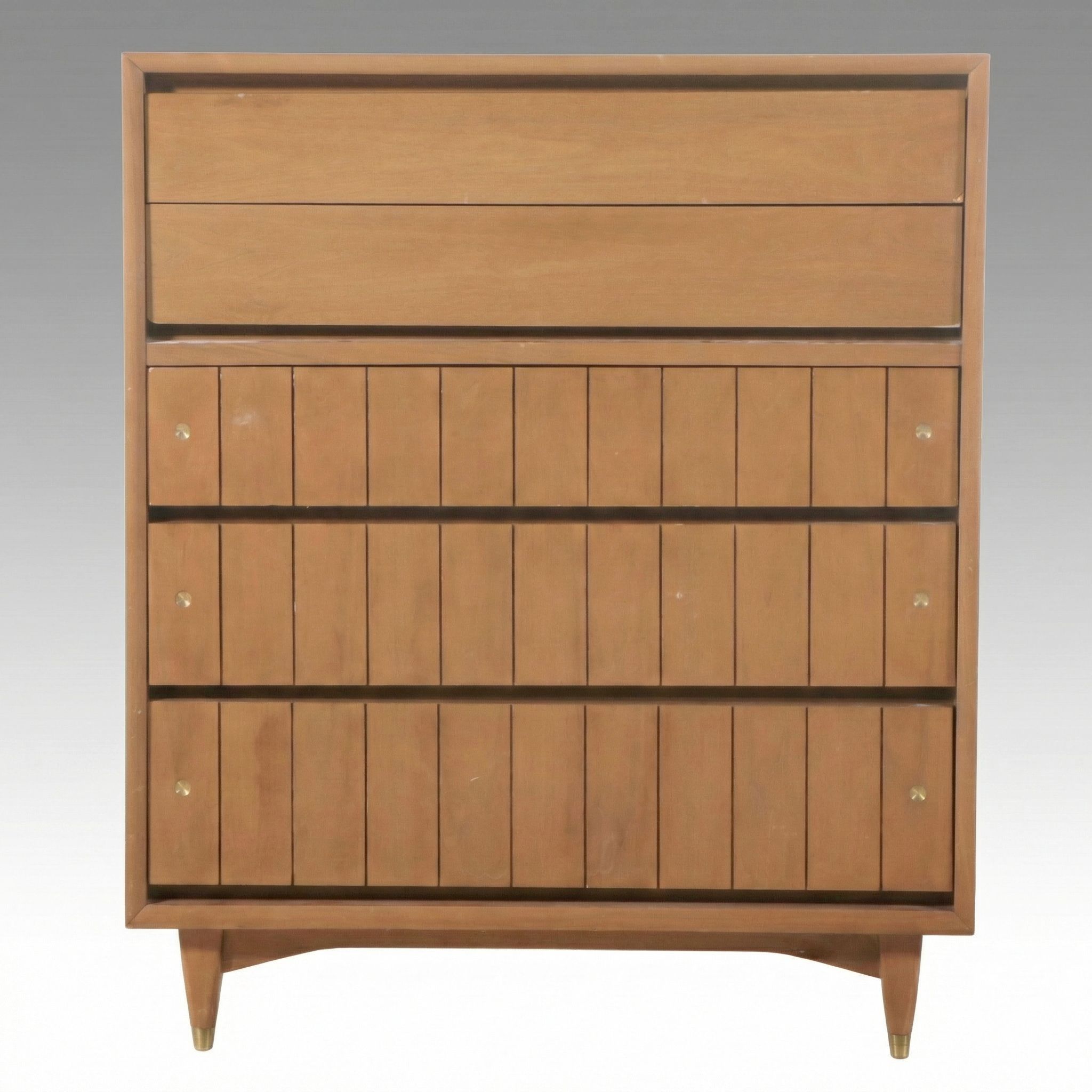 Kroehler Mid Century Modern Walnut Tallboy Dresser, Mid-20th Century