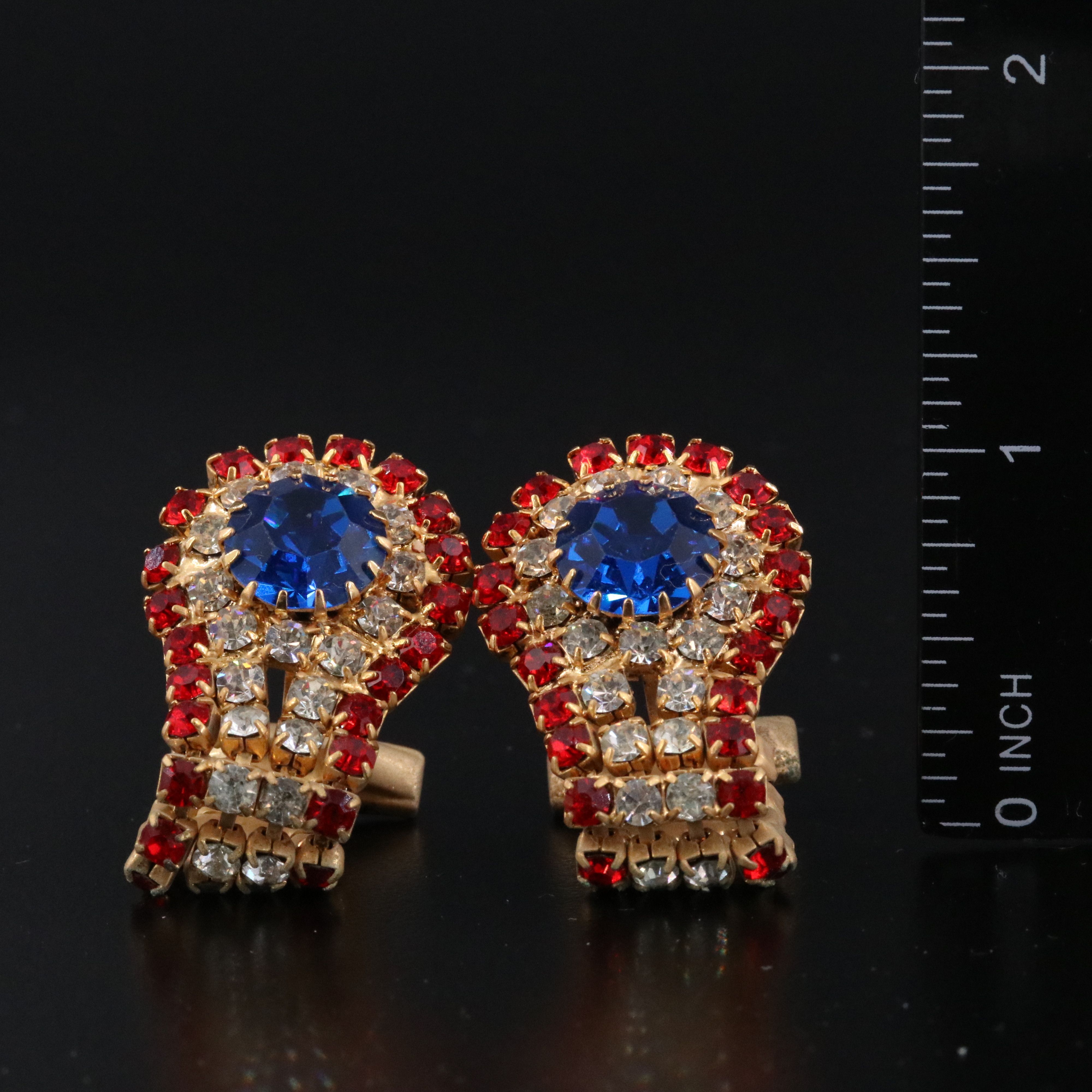 Faux Pearl Collar Necklace with Rhinestone Cufflinks