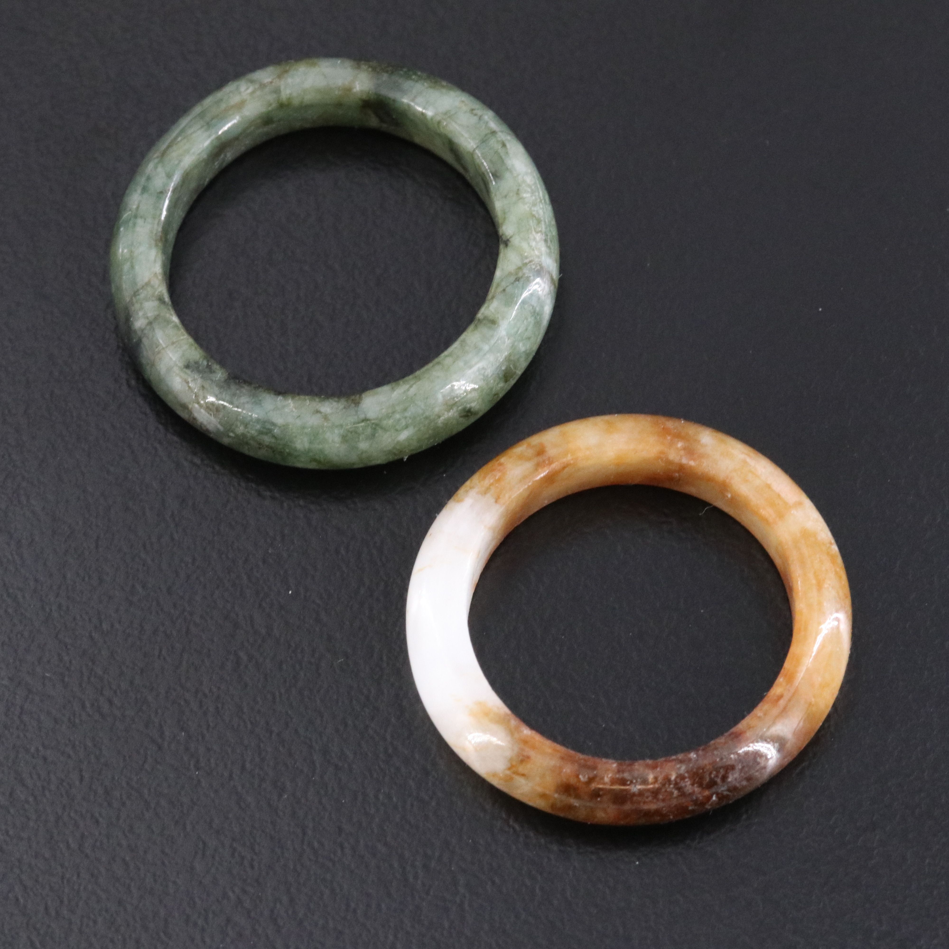 Lot of Three Jadeite Hololith Rings