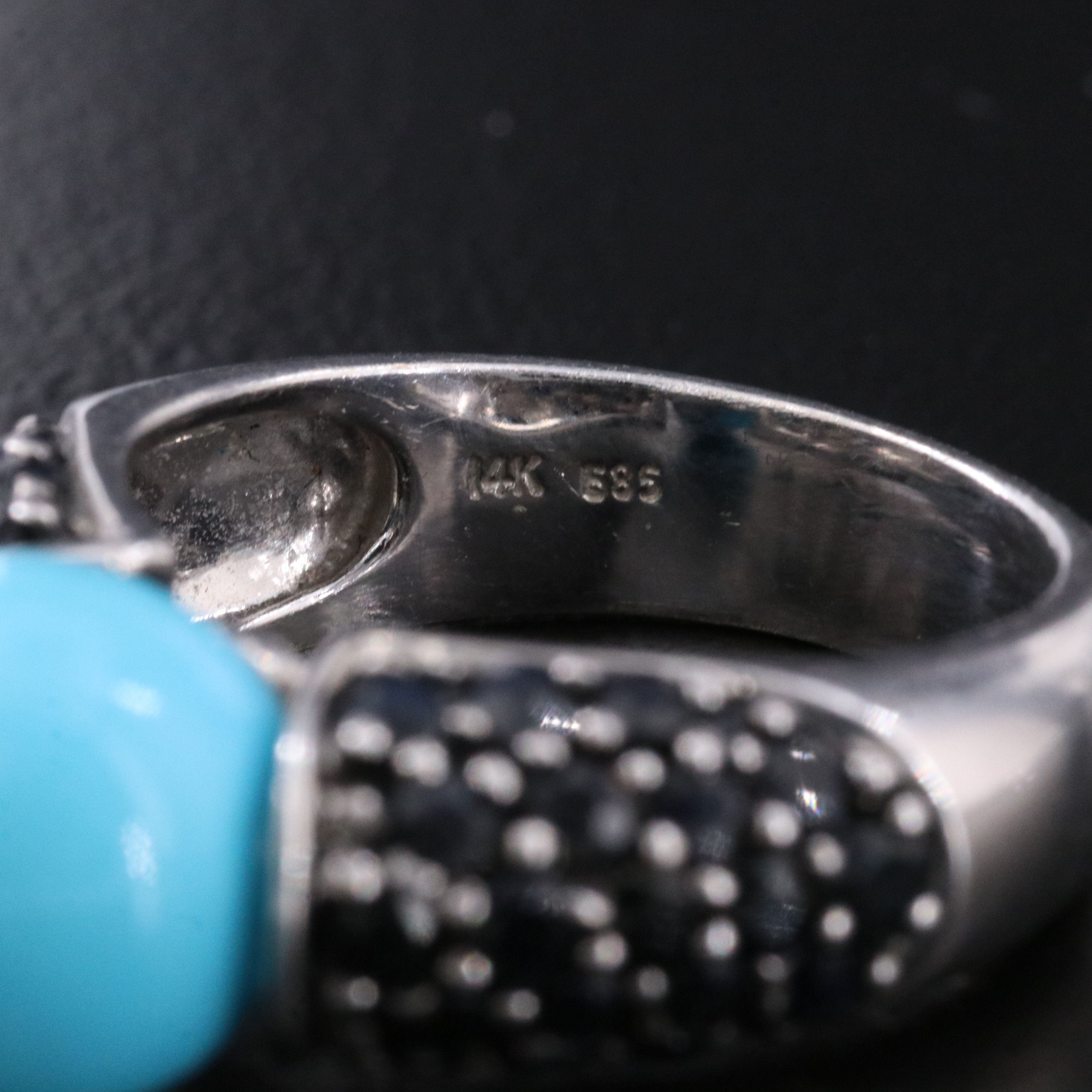 14K Turquoise and Sapphire Ring