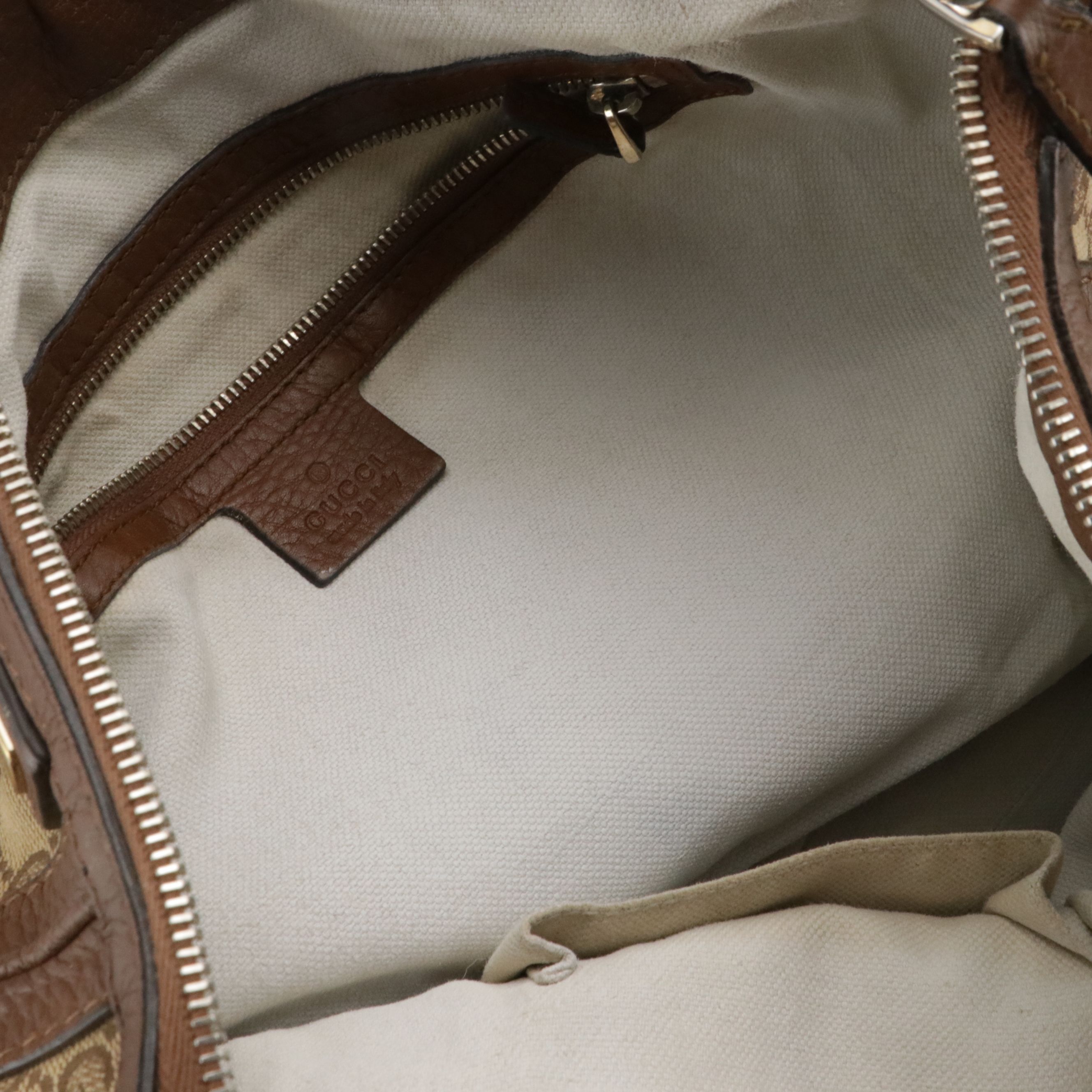 Gucci Large Bella Tote in GG Canvas and Brown Leather with Bamboo Accents