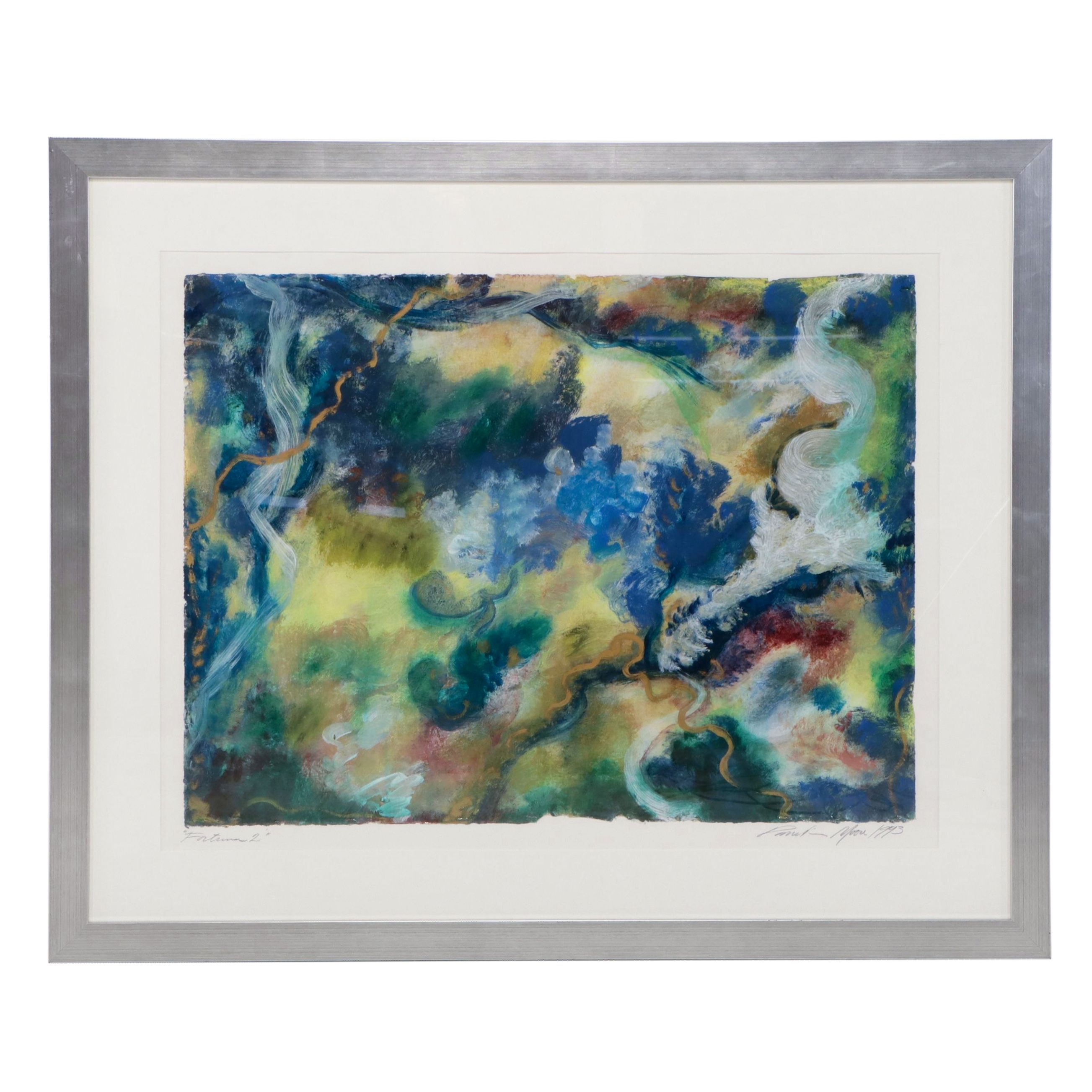 Pamela Moore Abstract Acrylic Painting "Fortuna 2," 1993