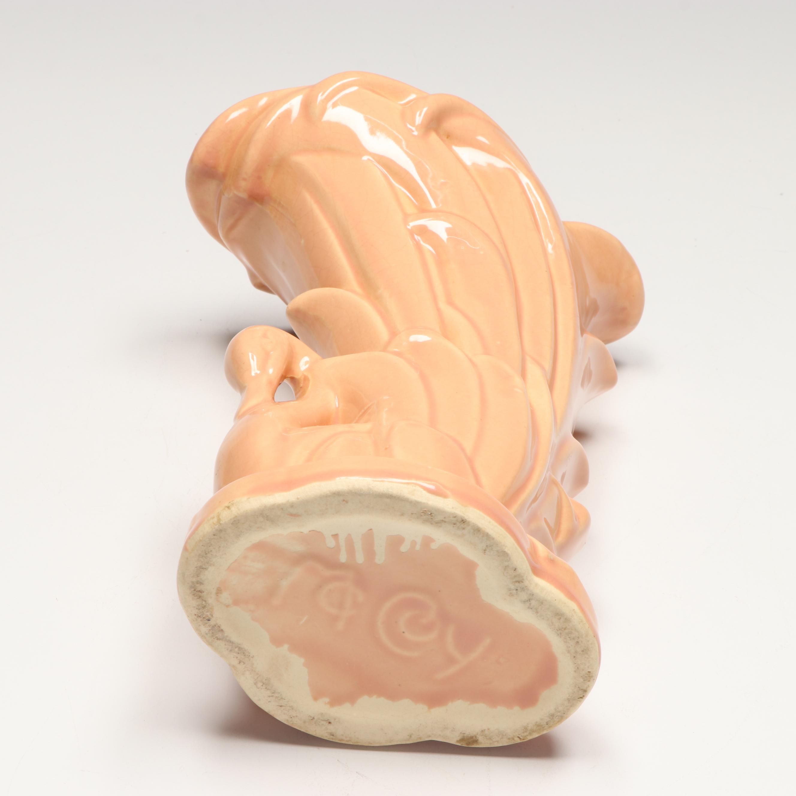 McCoy Pottery "Swan in Reeds" Vase with Aqua Wave Planter