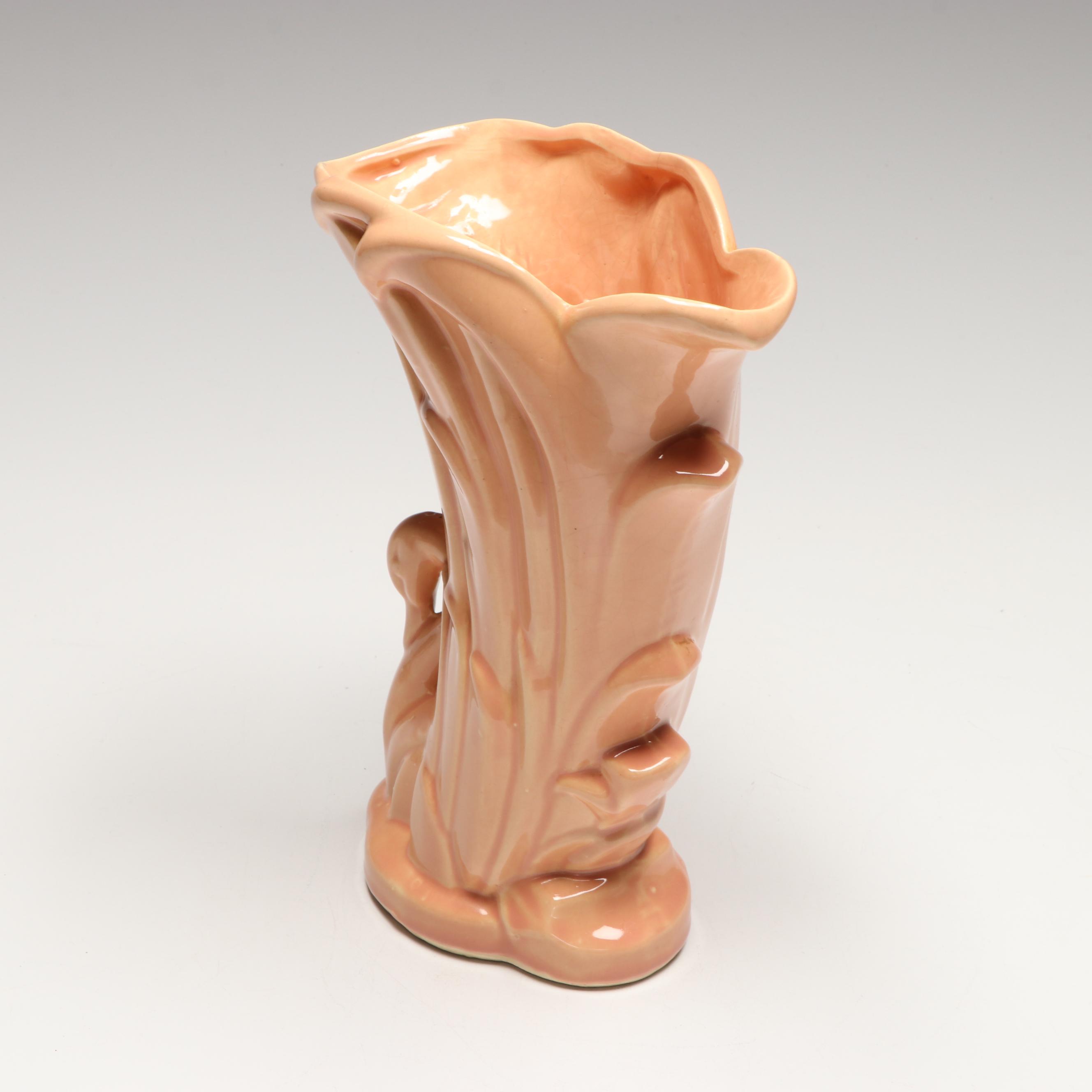 McCoy Pottery "Swan in Reeds" Vase with Aqua Wave Planter