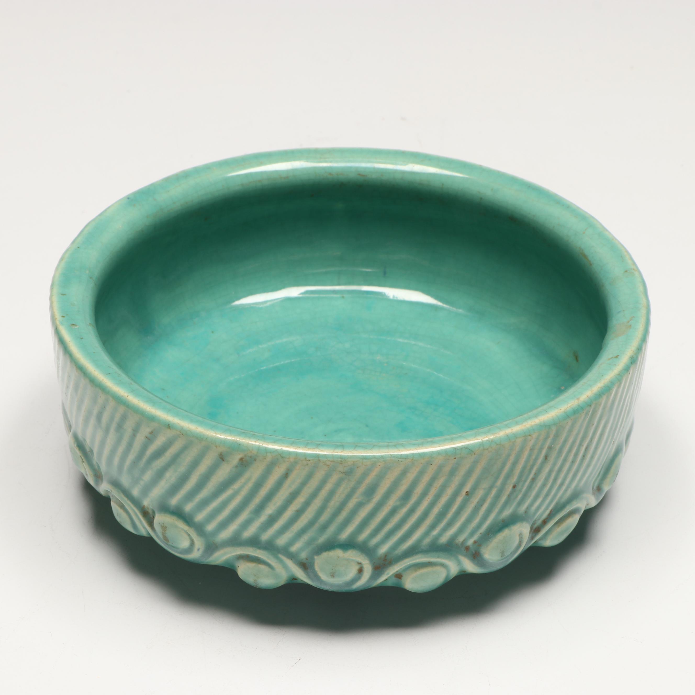 McCoy Pottery "Swan in Reeds" Vase with Aqua Wave Planter