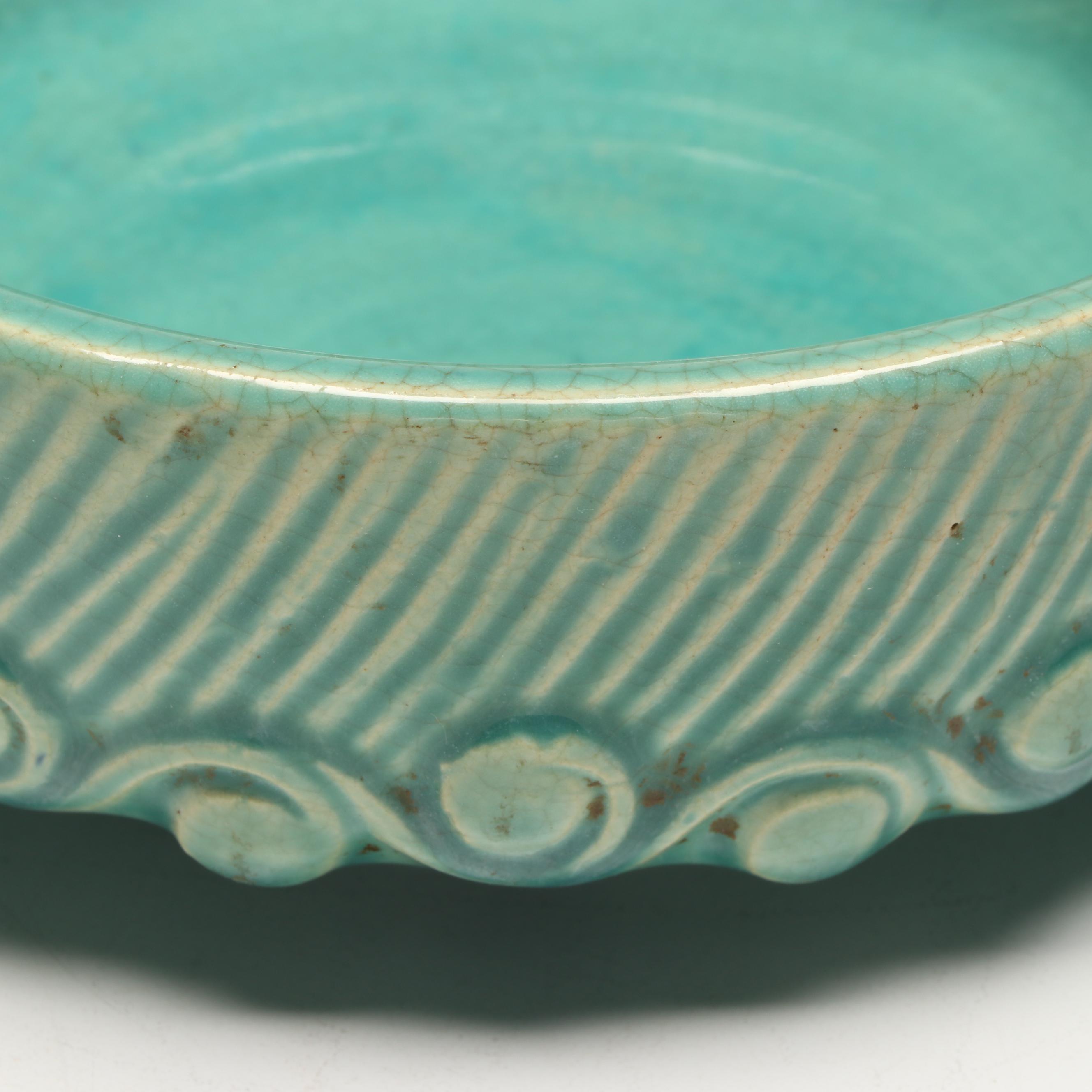 McCoy Pottery "Swan in Reeds" Vase with Aqua Wave Planter