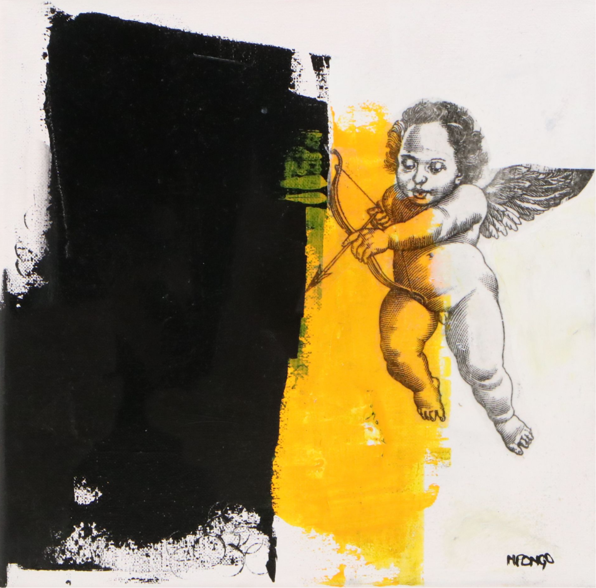 Milagros Pongo Mixed Media Painting "Naughty Angel," 2026