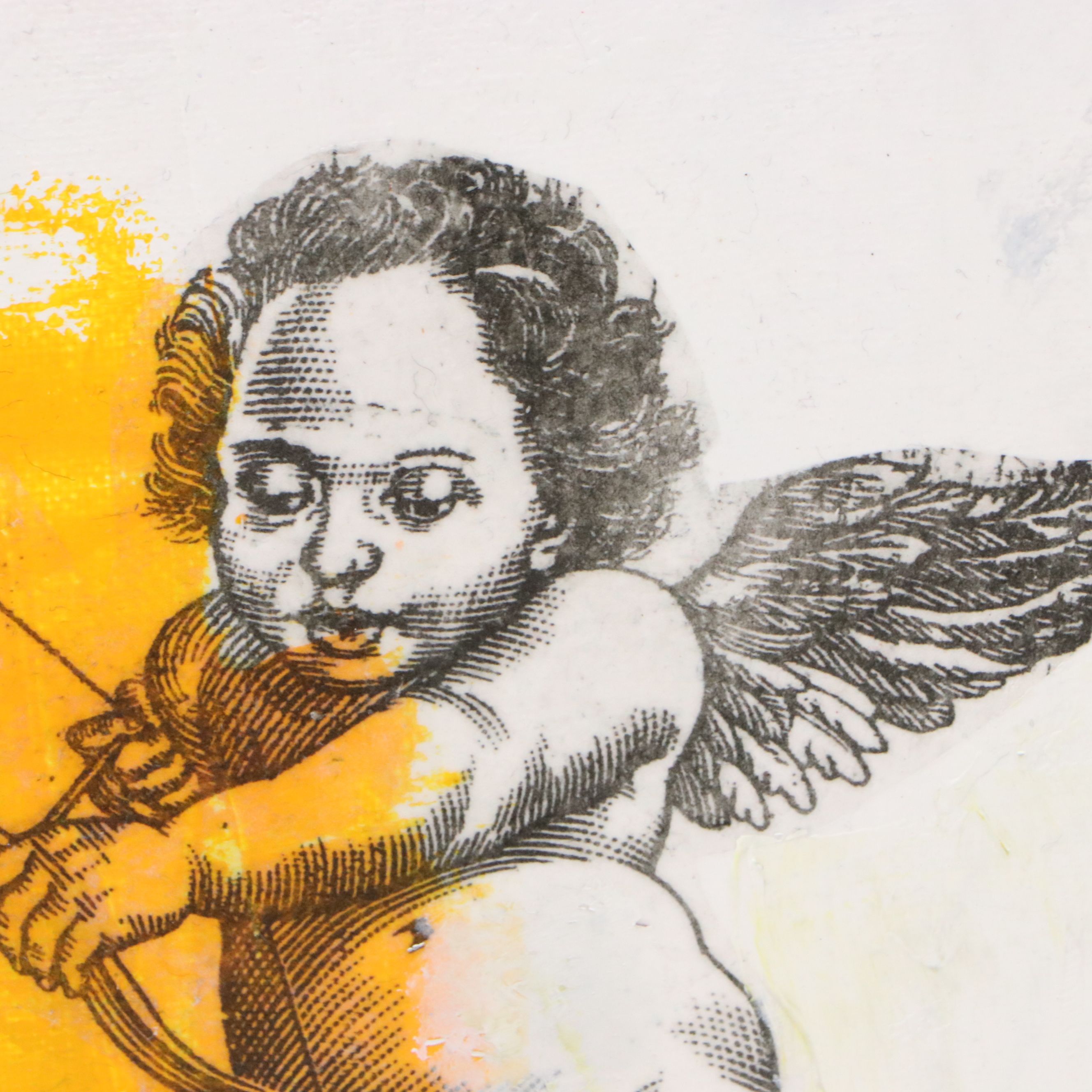 Milagros Pongo Mixed Media Painting "Naughty Angel," 2026