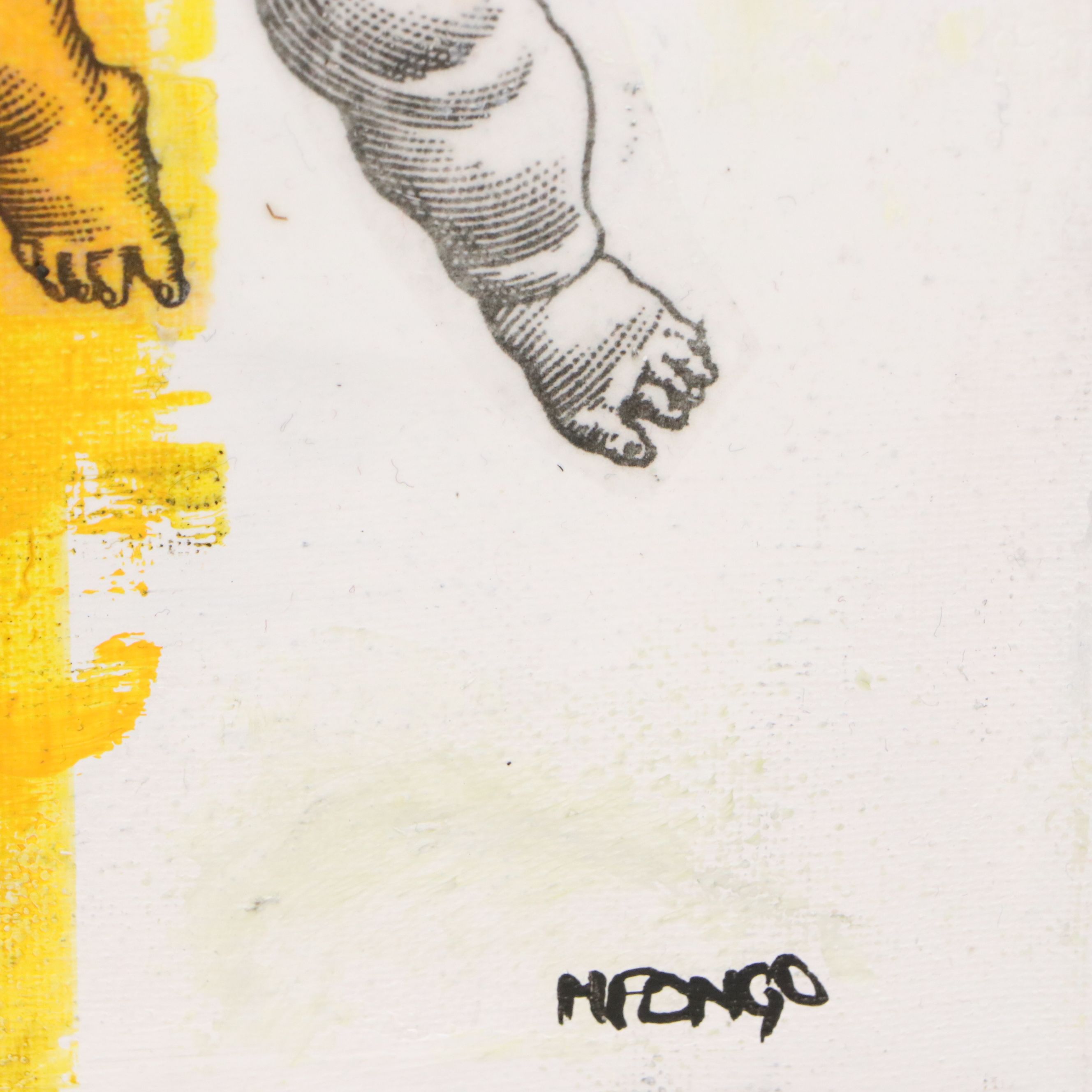 Milagros Pongo Mixed Media Painting "Naughty Angel," 2026