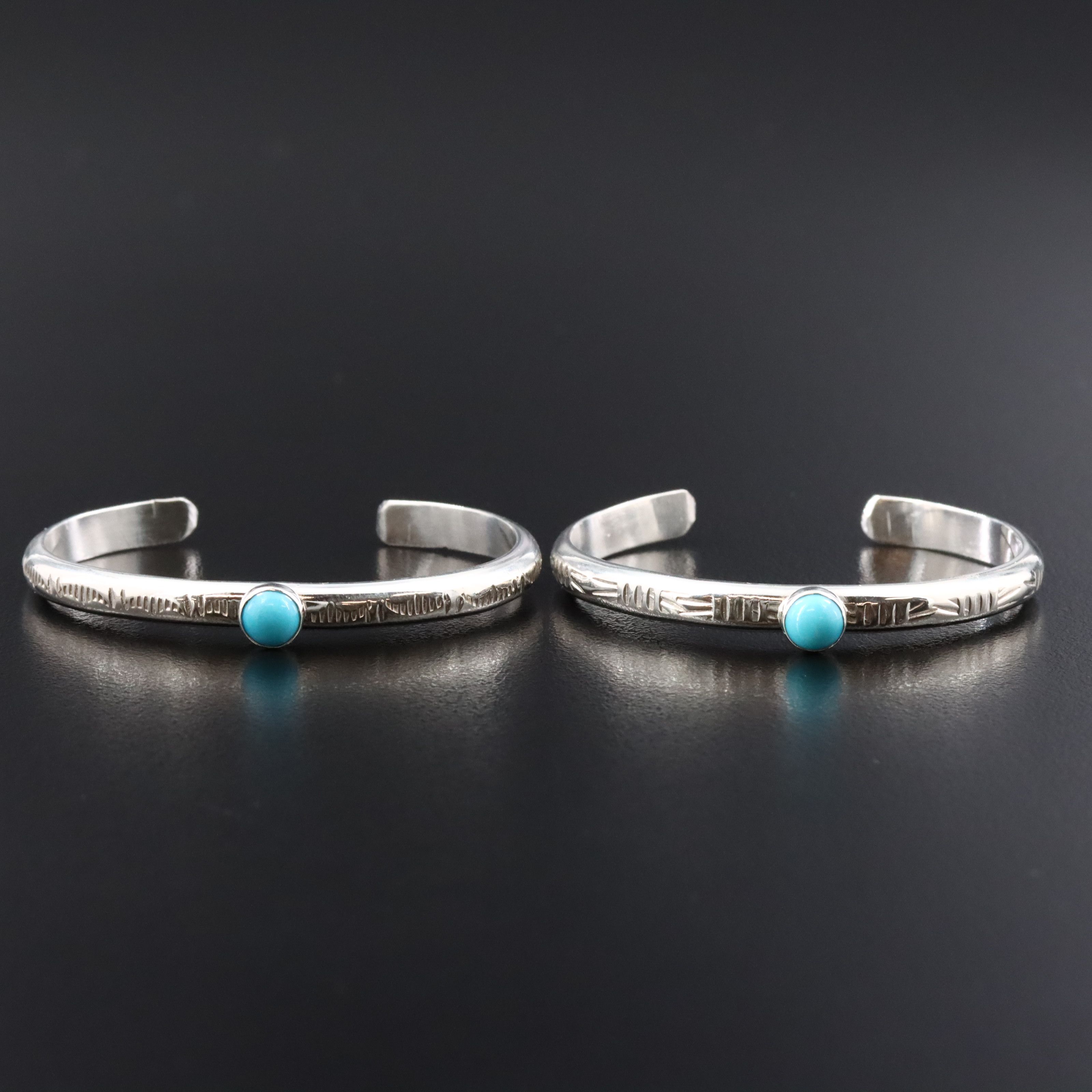 Sterling Turquoise Baby Cuff Bracelets