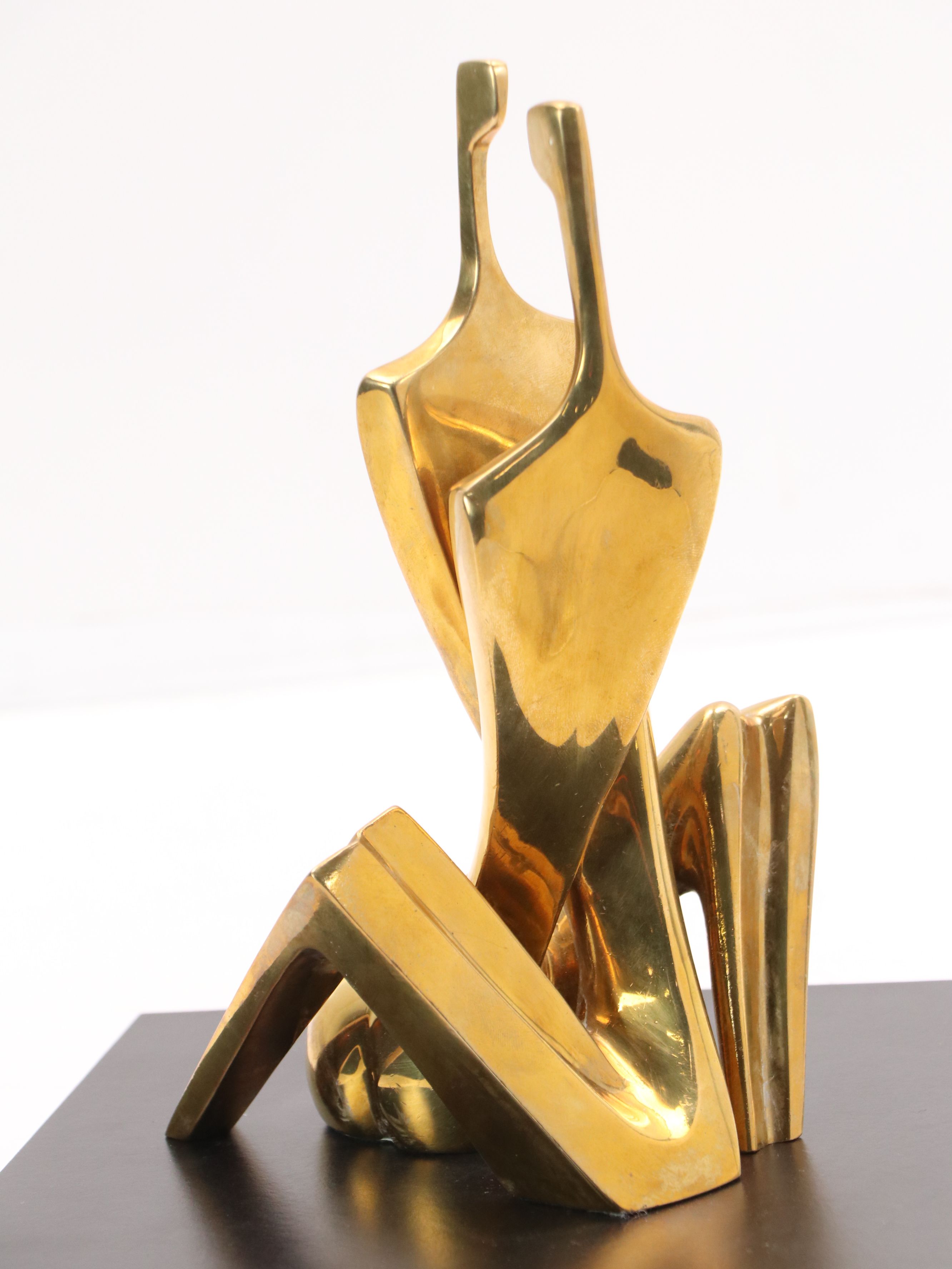 Itzik Benshalom Copper Alloy Sculpture of Lovers, 1982