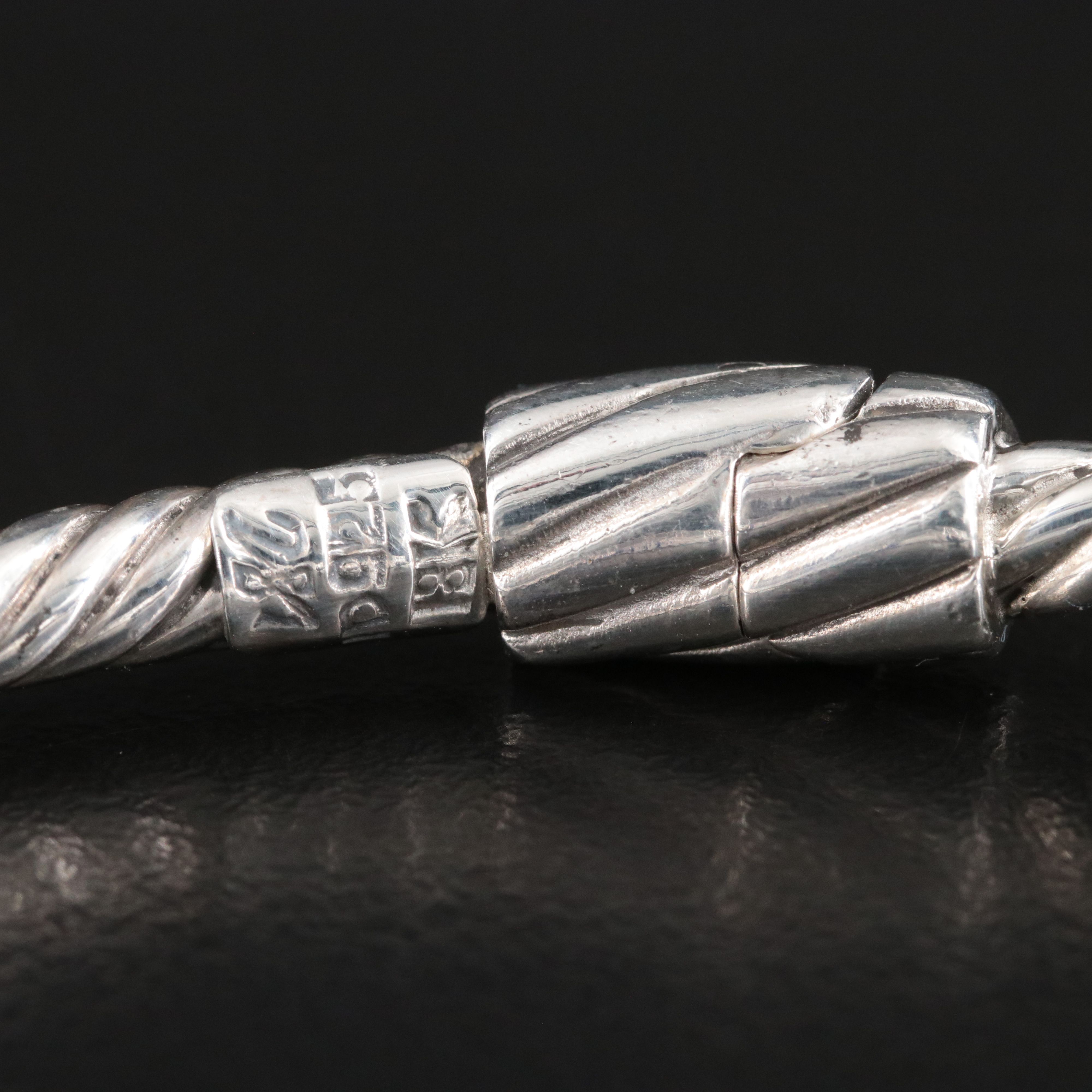 Sterling Lapis Lazuli Cable Cuff Bracelet with 18K Accent