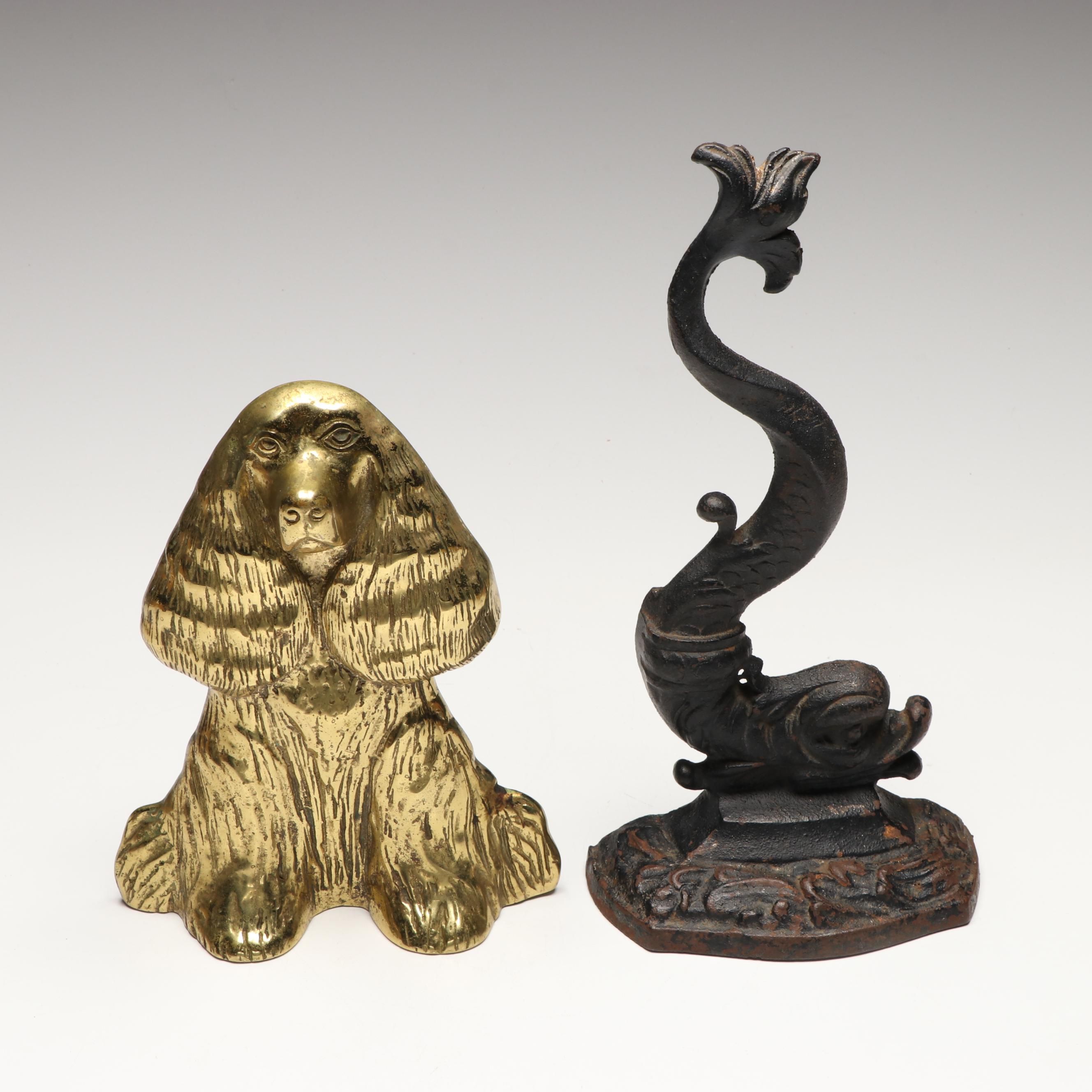 Virginia Metalcrafters Cocker Spaniel Brass Doorstop with Other Metal Doorstop