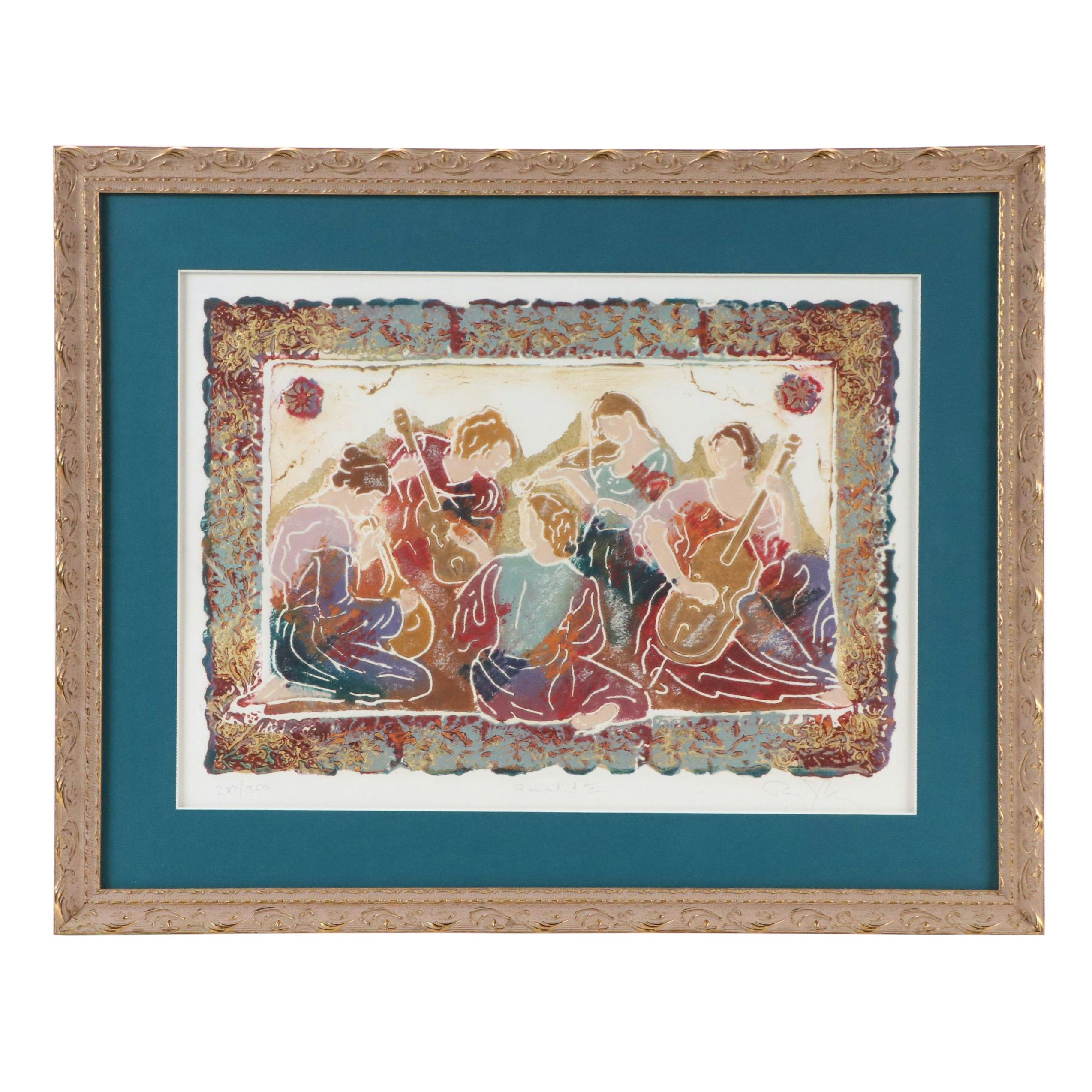 Roy Tonkin Carborundum Etching "Quintet II," Late 20th Century