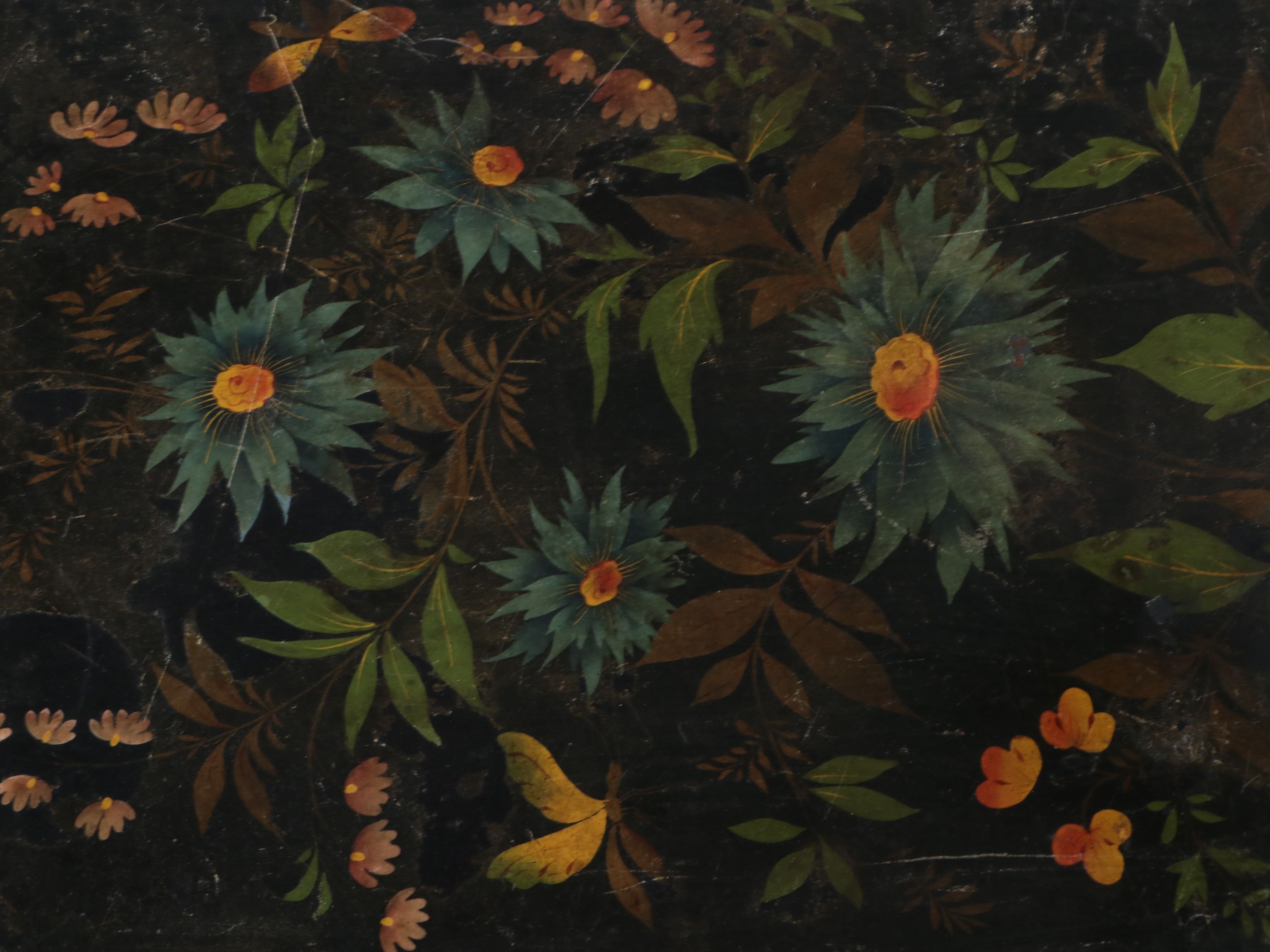 Victorian Style Toleware Tray Coffee Table on Faux-Bamboo Stand