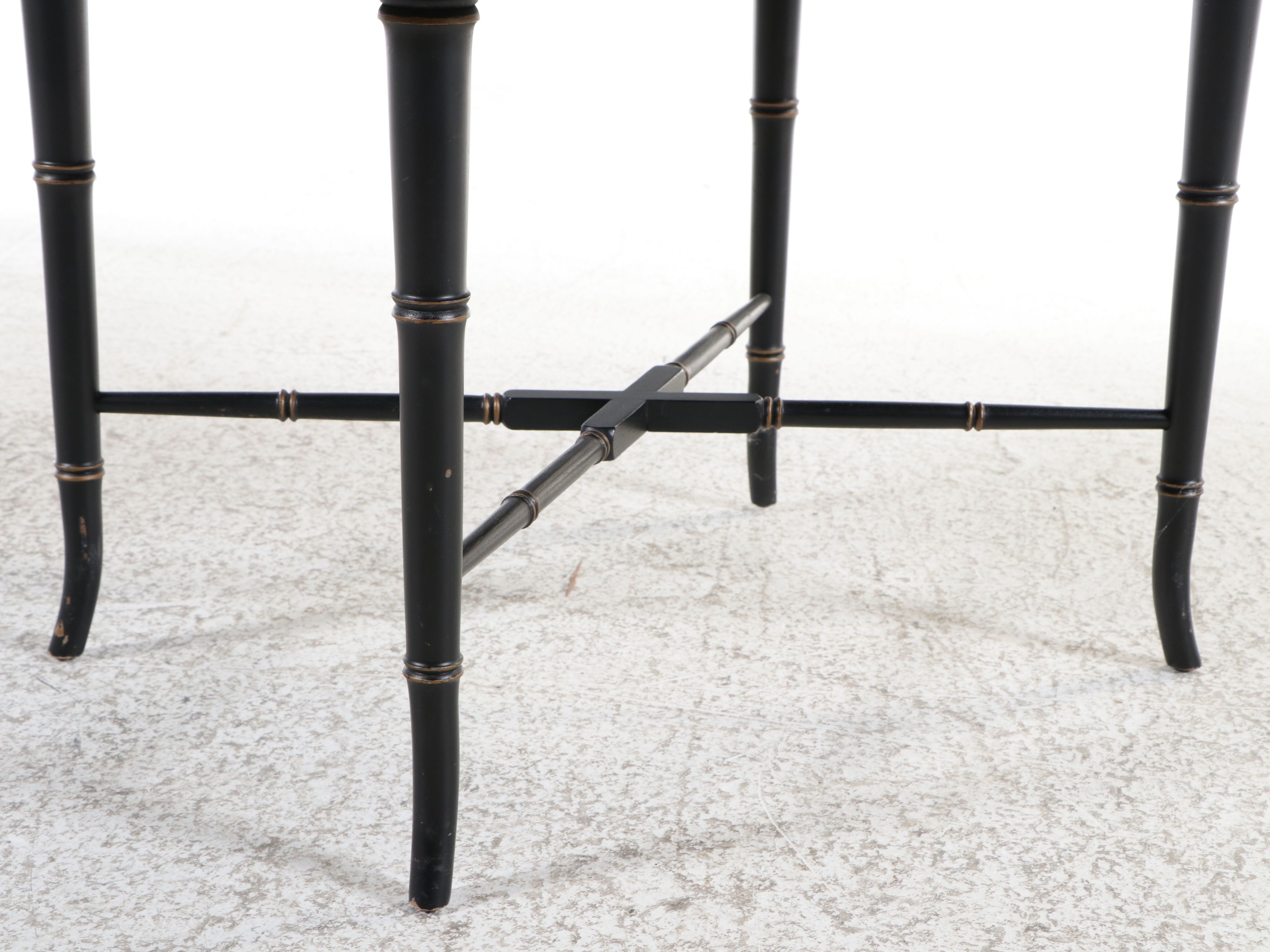 Victorian Style Toleware Tray Coffee Table on Faux-Bamboo Stand