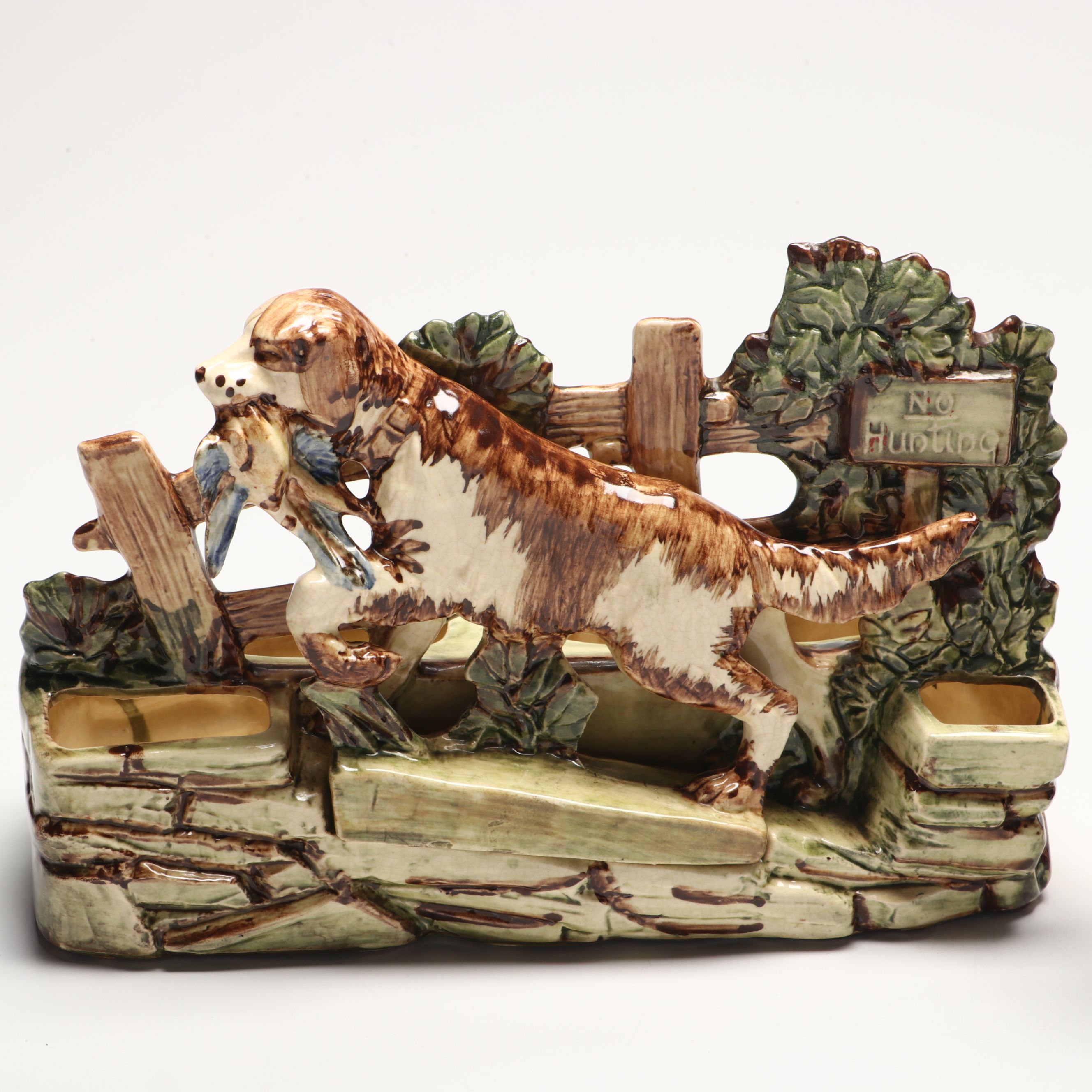 McCoy "No Hunting" Ceramic Planter with Royal Doulton Cocker Spaniel Figurine