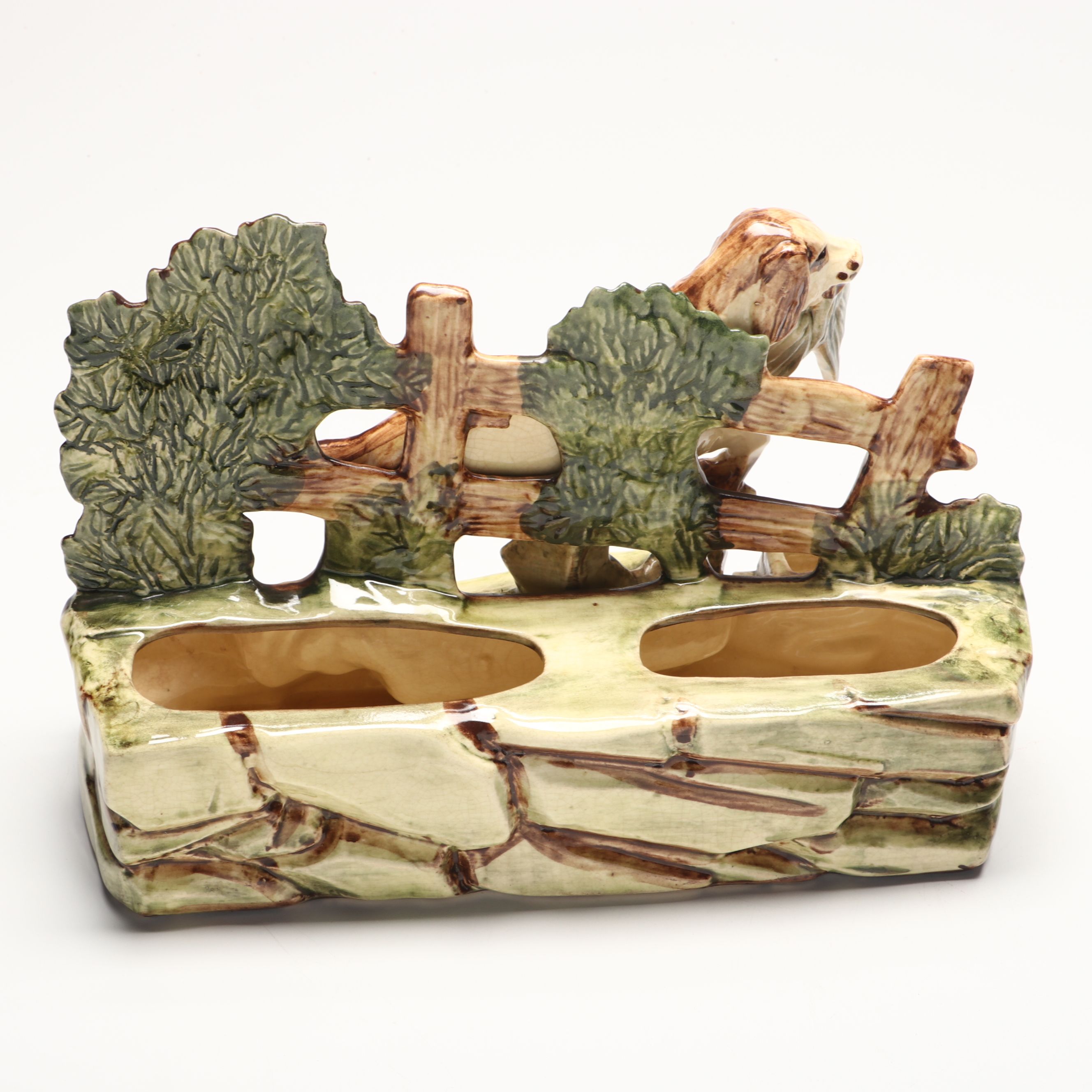 McCoy "No Hunting" Ceramic Planter with Royal Doulton Cocker Spaniel Figurine