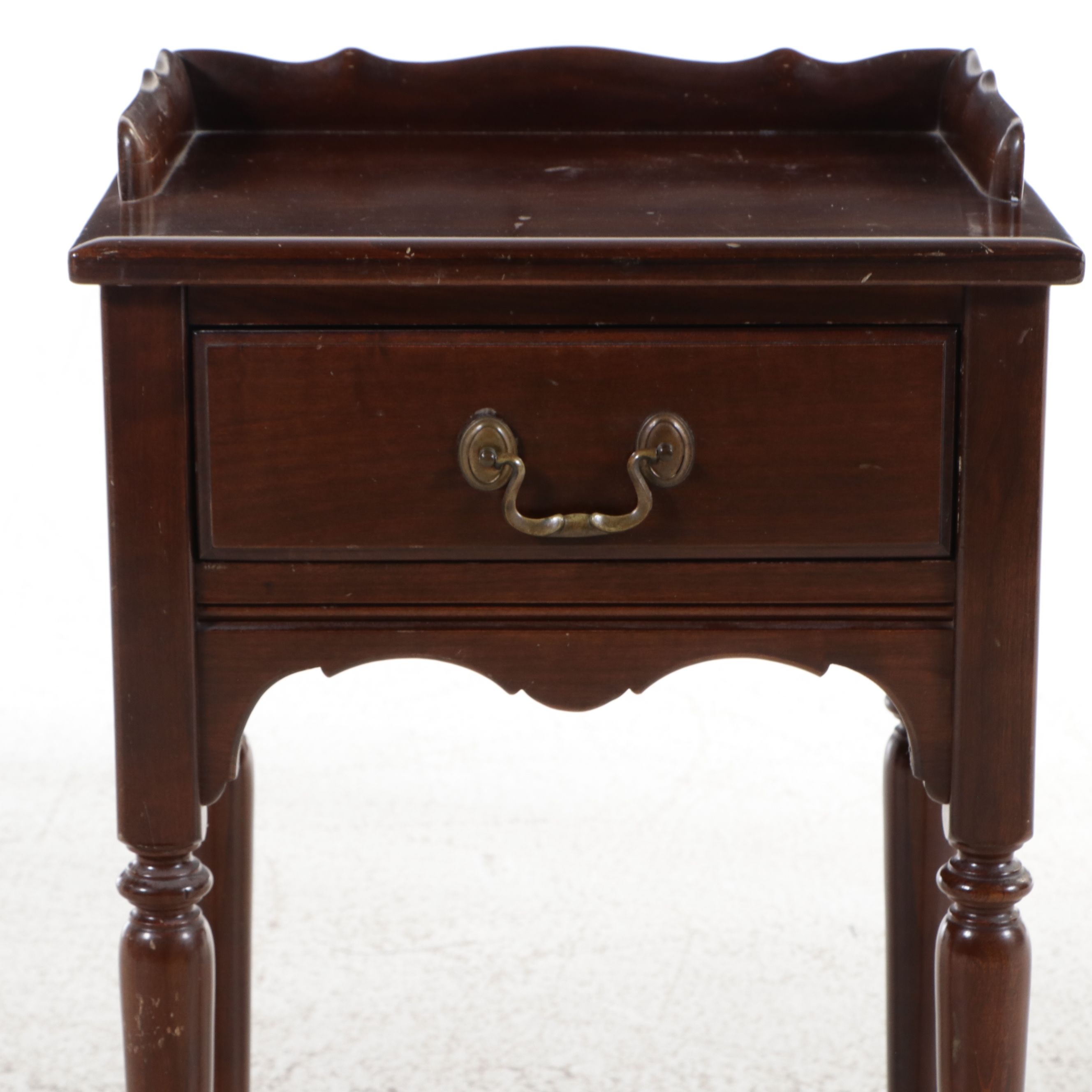 Colonial Revival Solid Cherry Gallery-Top Nightstand