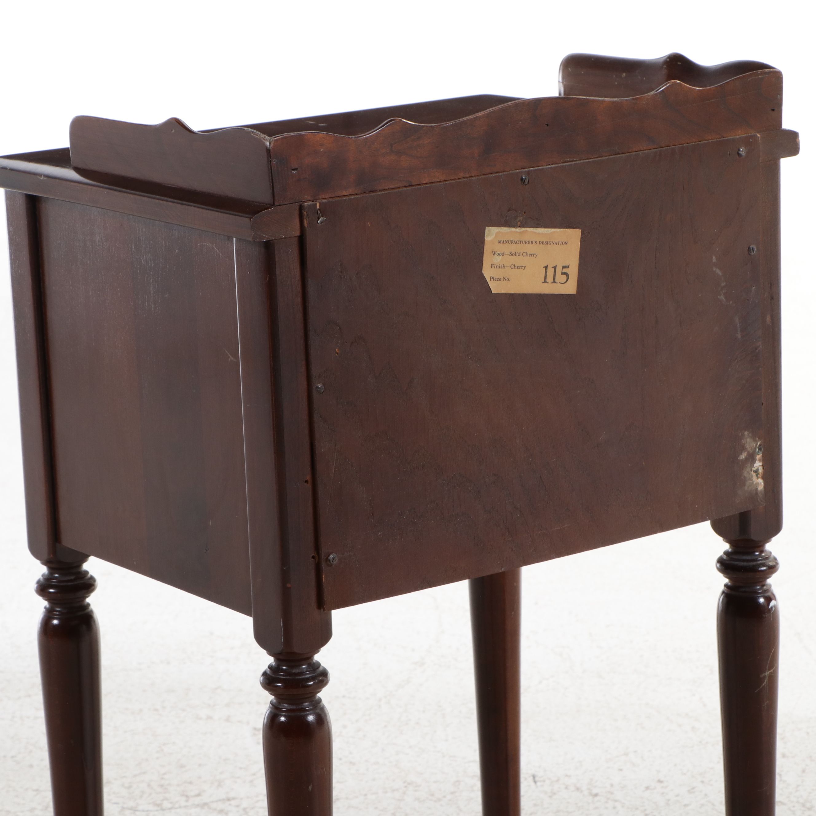 Colonial Revival Solid Cherry Gallery-Top Nightstand