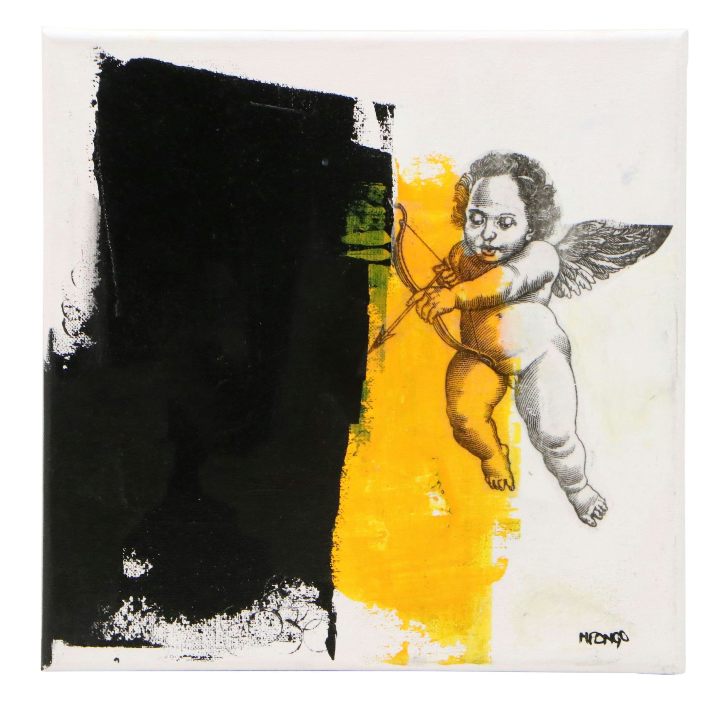 Milagros Pongo Mixed Media Painting "Naughty Angel," 2026