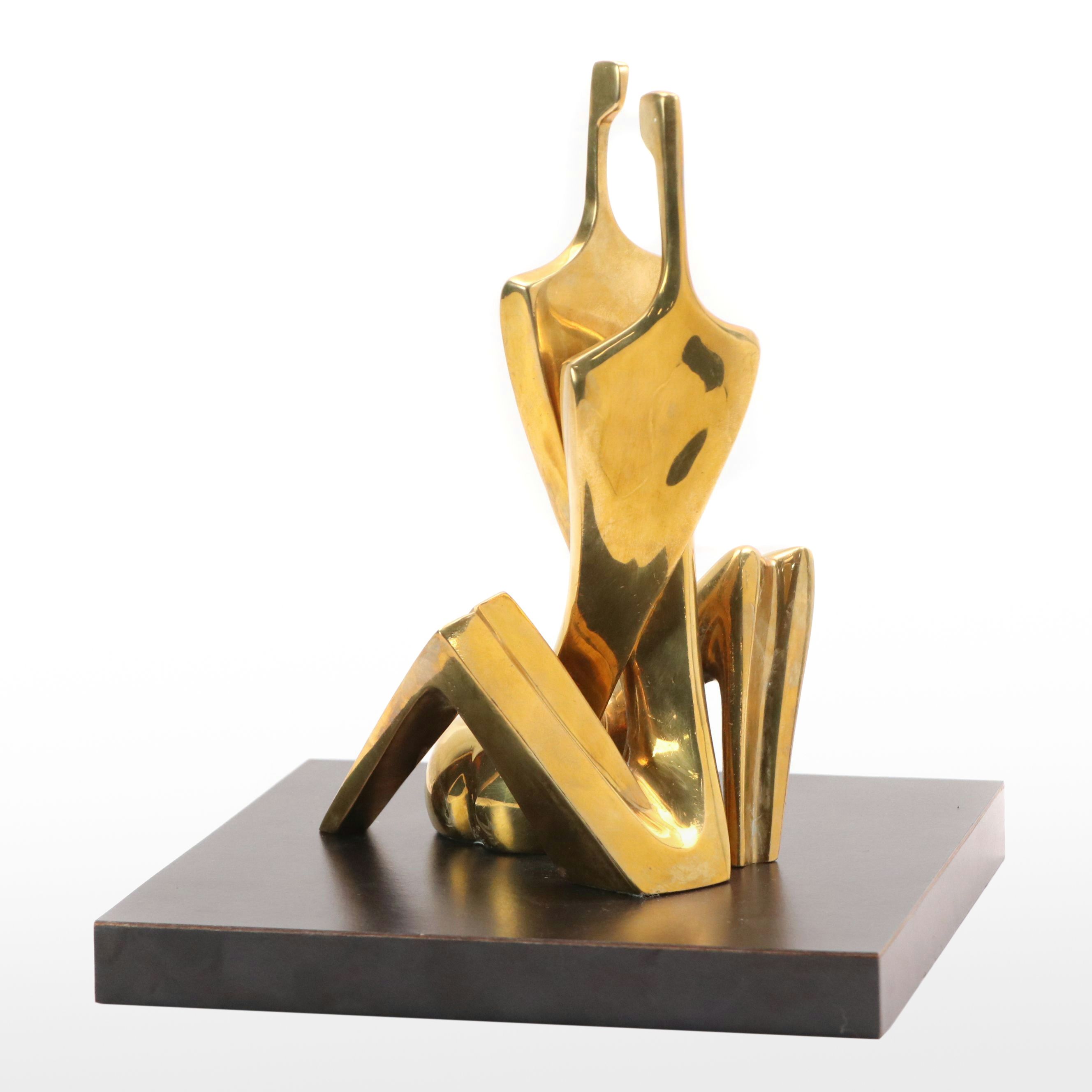 Itzik Benshalom Copper Alloy Sculpture of Lovers, 1982