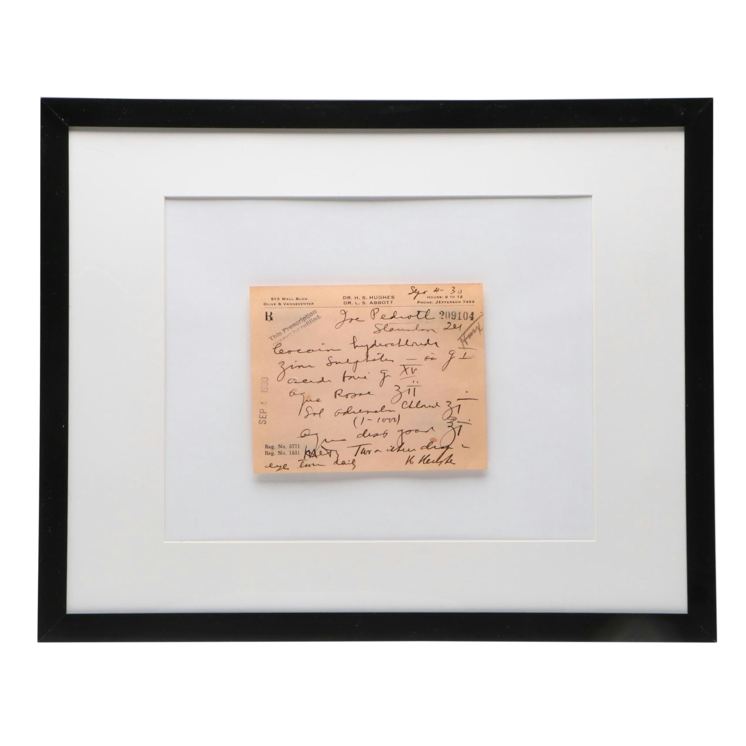 Prescription Form for Cocaine, 1930