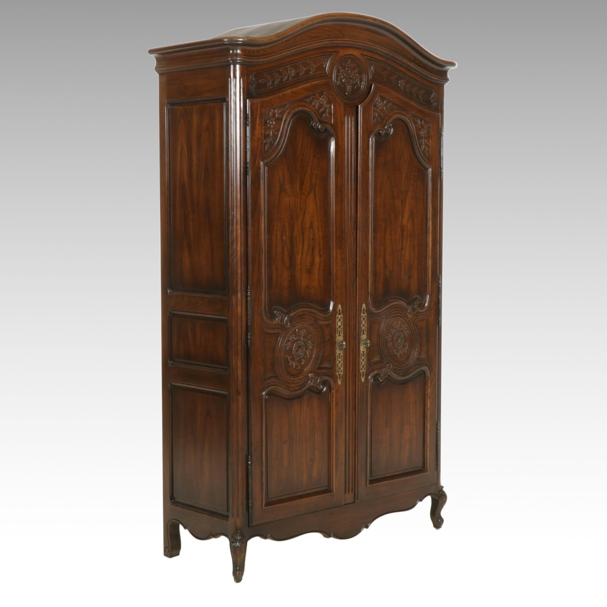 Henredon "Four Centuries" Louis XV Style Carved Oak Armoire, Late 20th Century