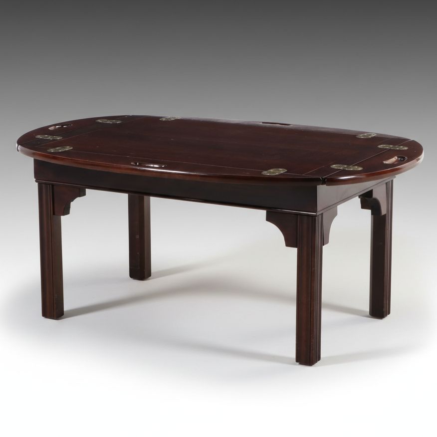 Q.Null Manufacturing Chippendale Style Mahogany Butler's Tray Table