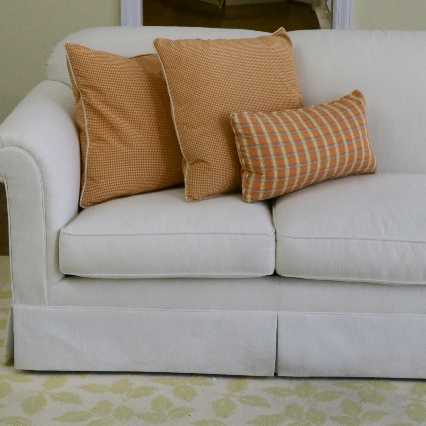 Contemporary Three-Seat Skirted Sofa