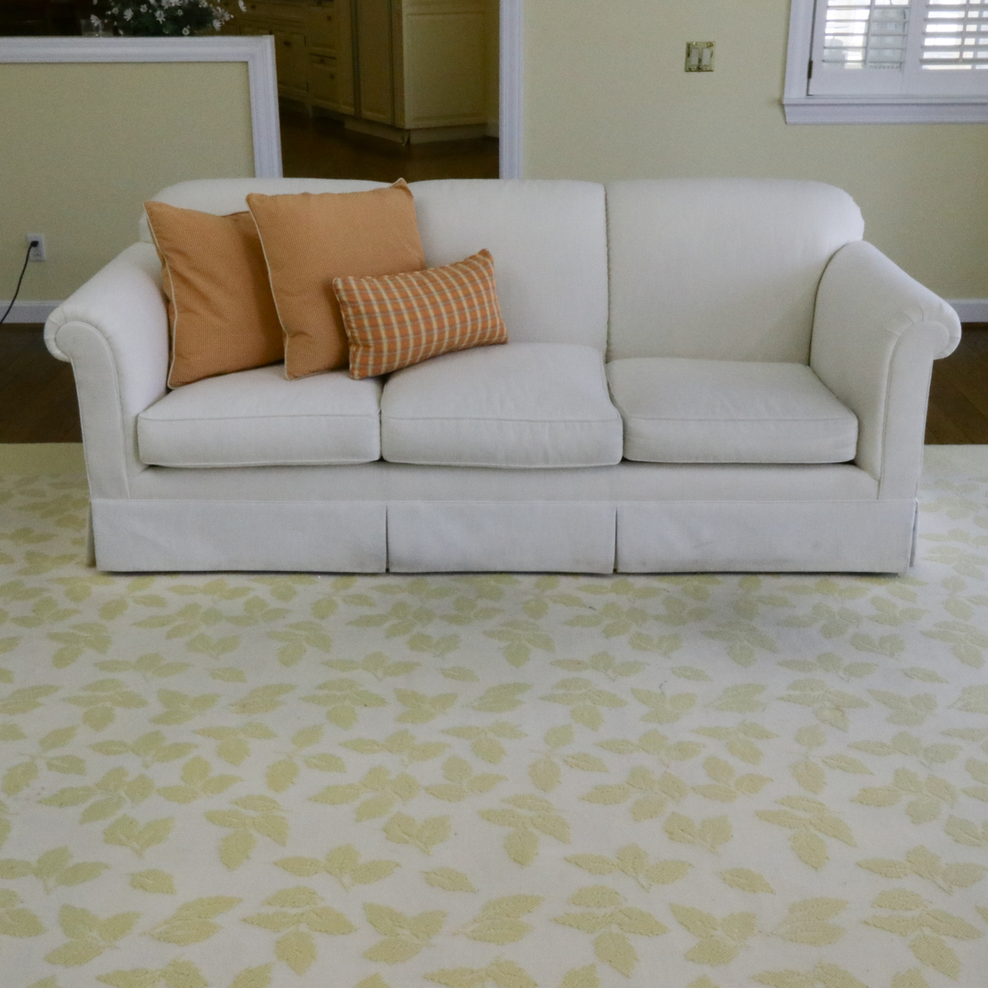 Contemporary Three-Seat Skirted Sofa