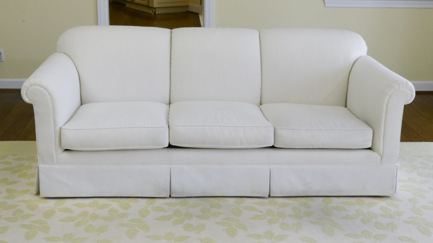 Contemporary Three-Seat Skirted Sofa