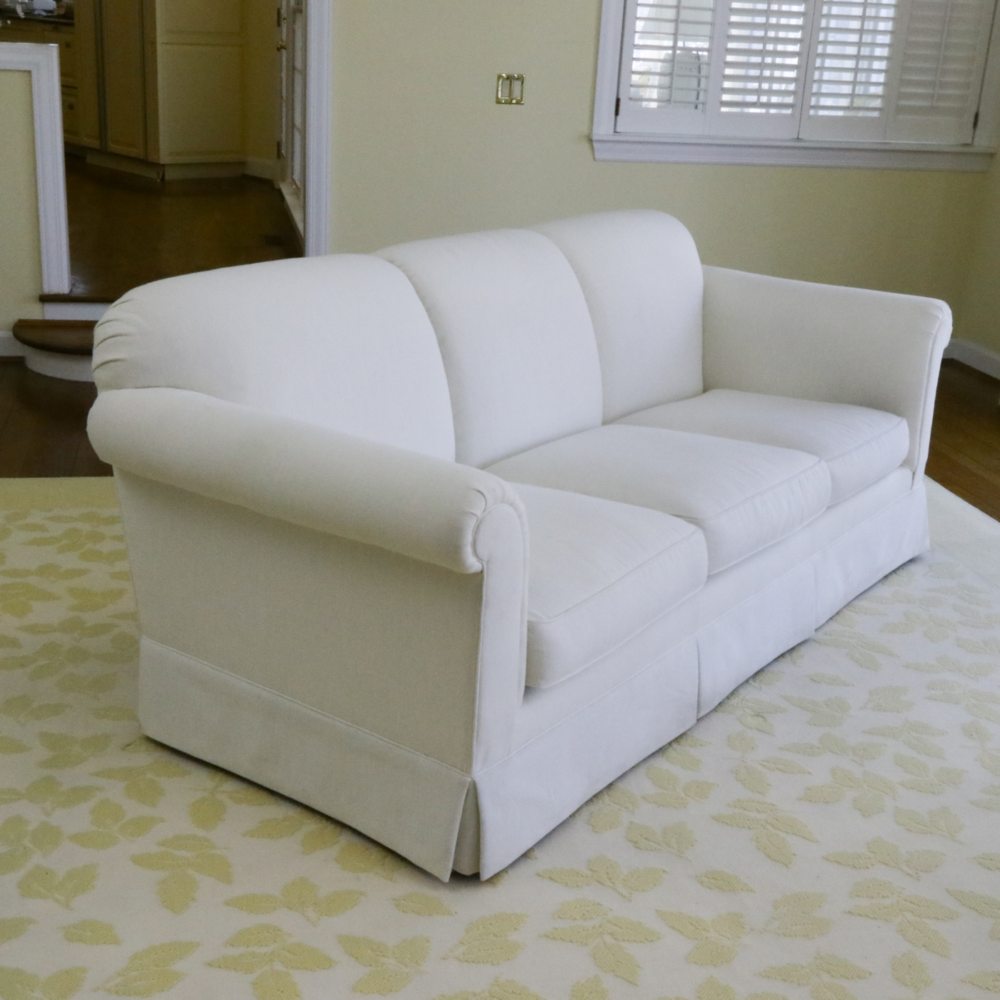 Contemporary Three-Seat Skirted Sofa