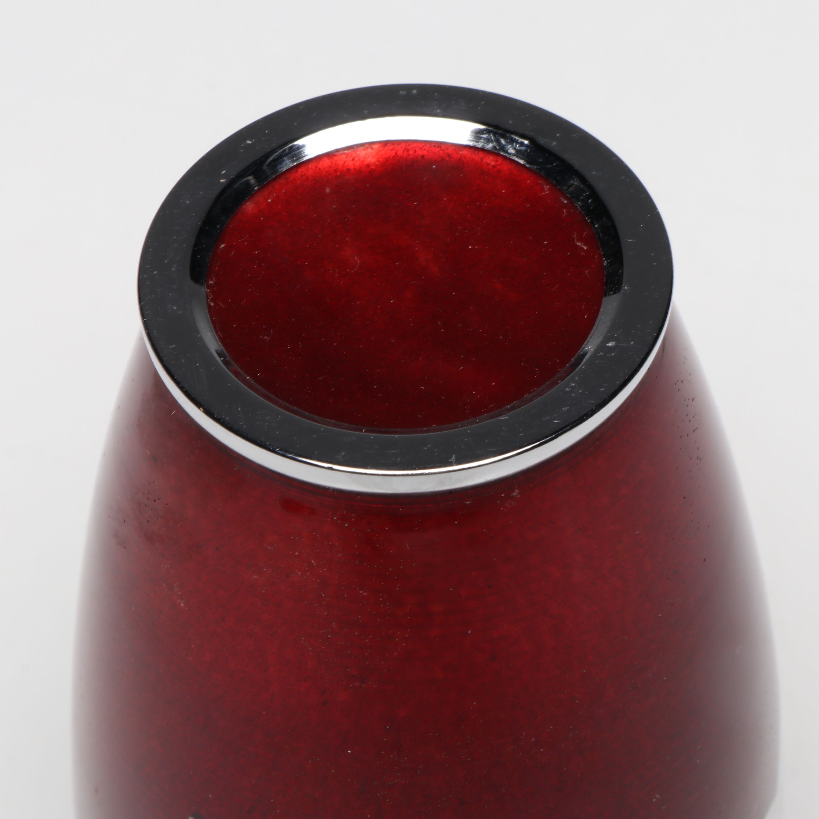 Japanese Crowned Cranes on Pigeon's Blood Ginbari Cloisonné Vase