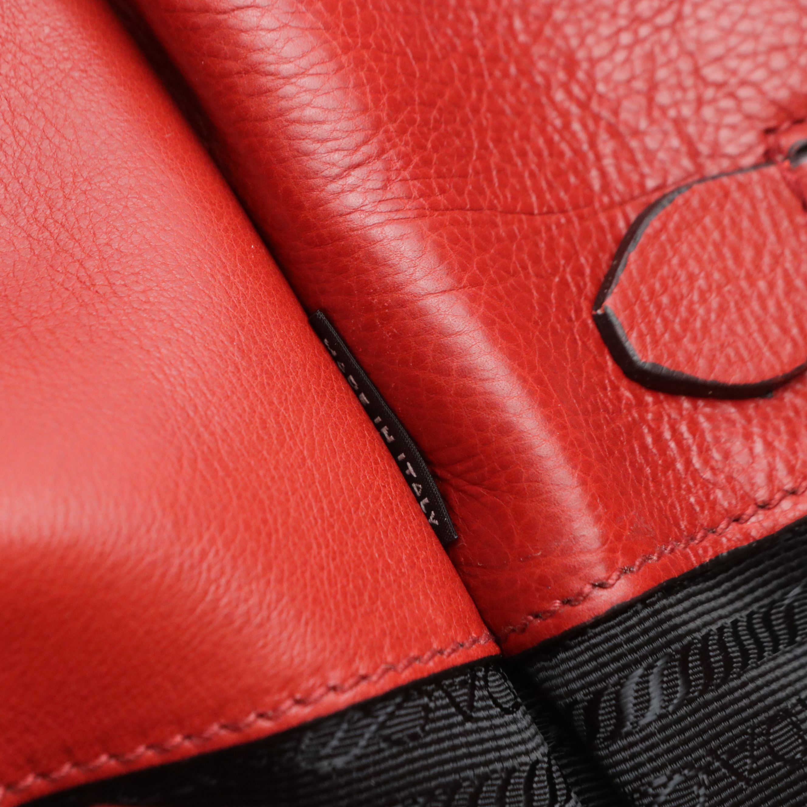 Prada Twin Pocket Top Handle Two-Way Tote in Red Glace Calfskin Leather