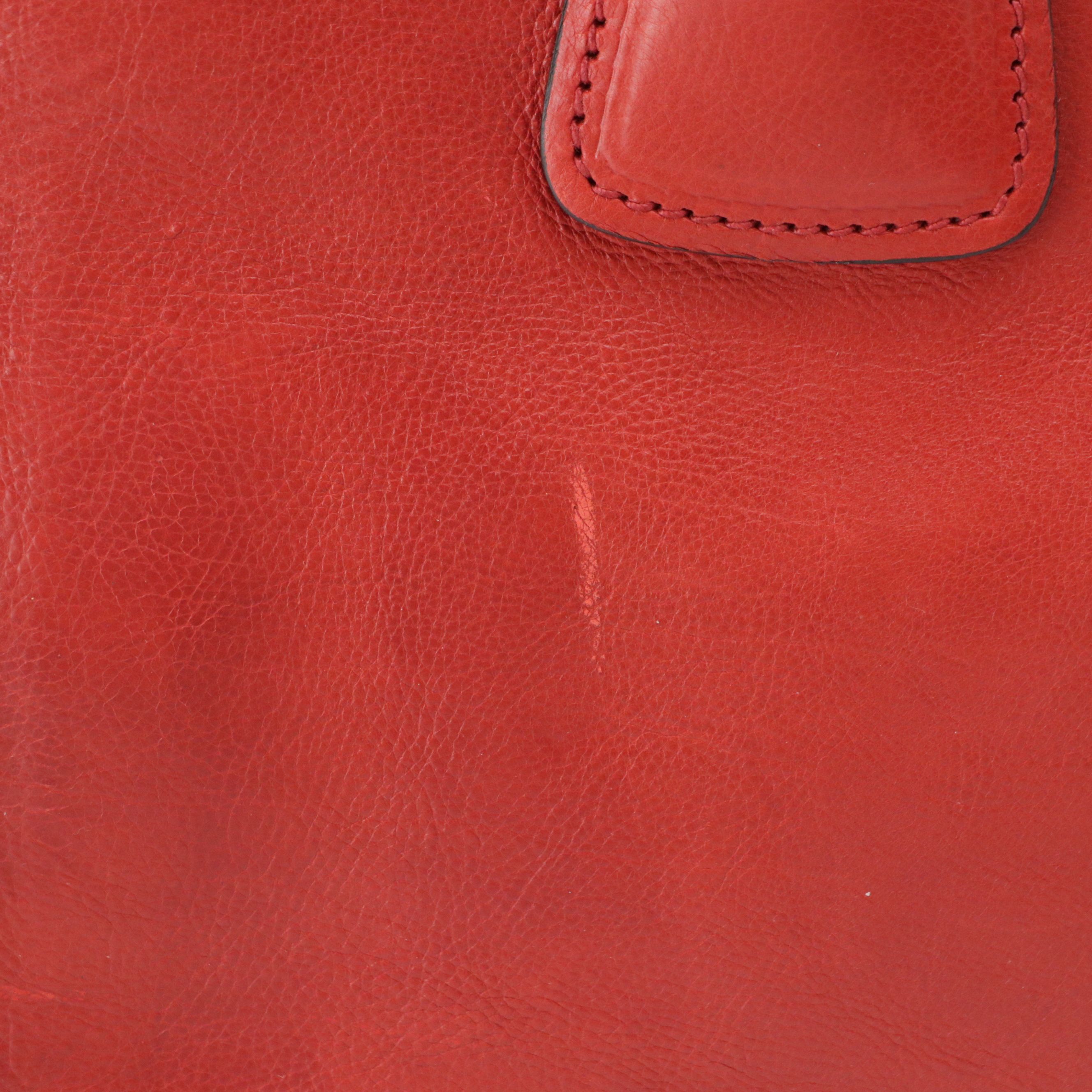 Prada Twin Pocket Top Handle Two-Way Tote in Red Glace Calfskin Leather