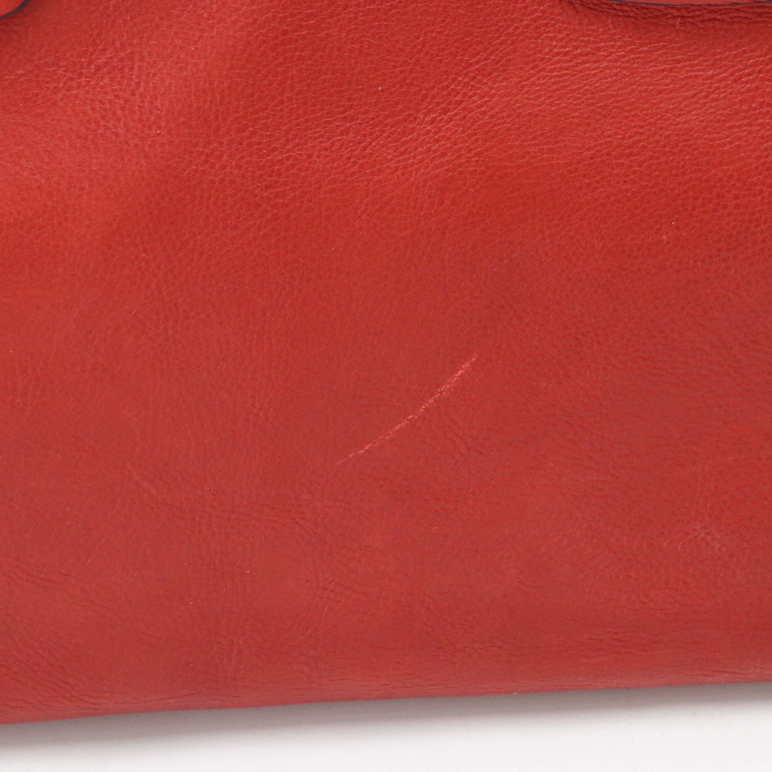 Prada Twin Pocket Top Handle Two-Way Tote in Red Glace Calfskin Leather