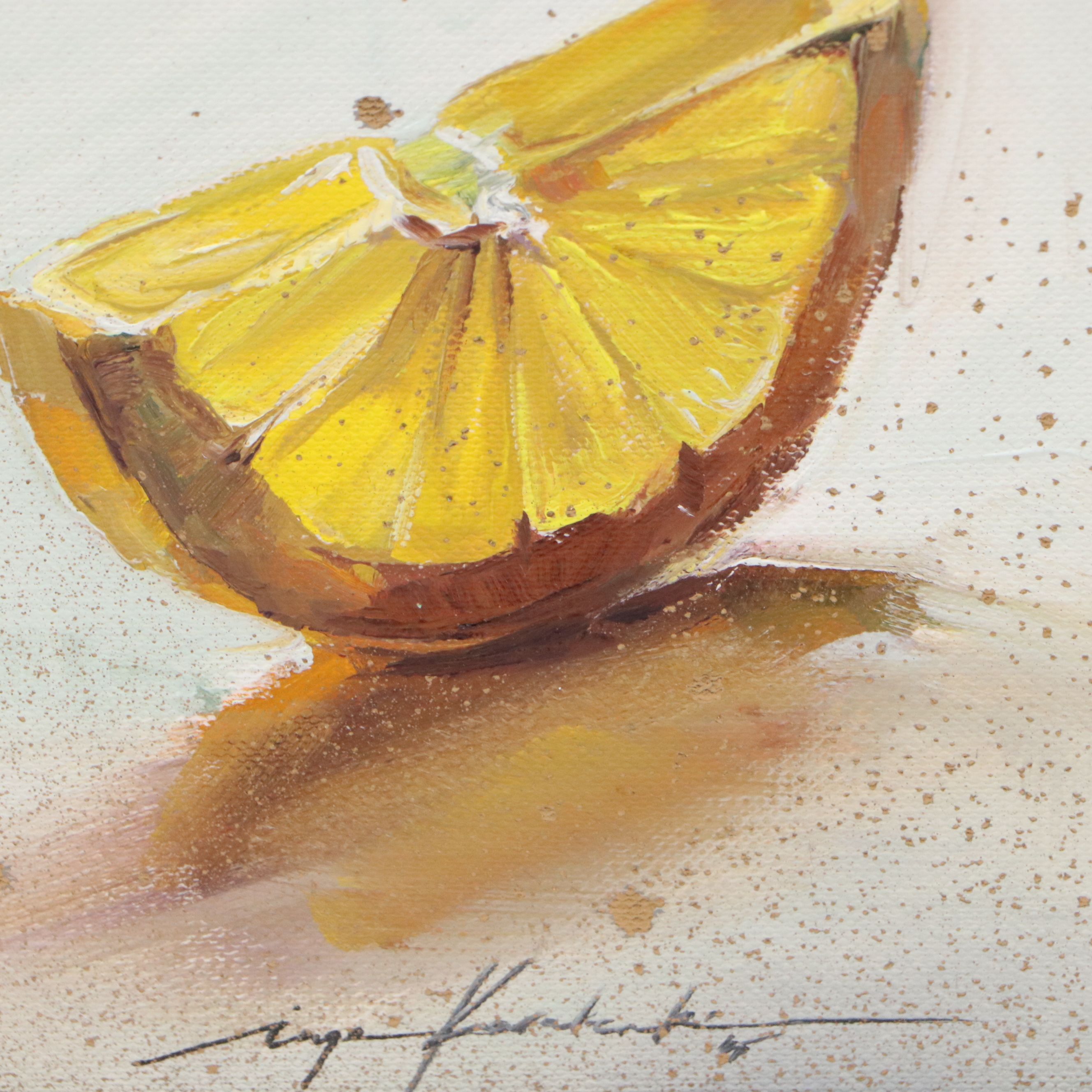 Inga Kovalenko Acrylic Painting of Lemon Slice, 2025