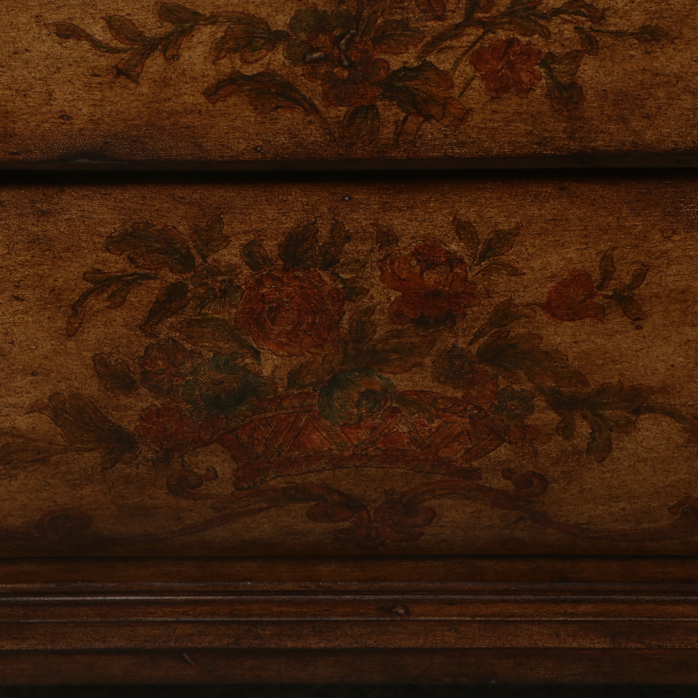 Venetian Rococo Style Paint-Decorated Wood Three-Drawer Bombé Chest