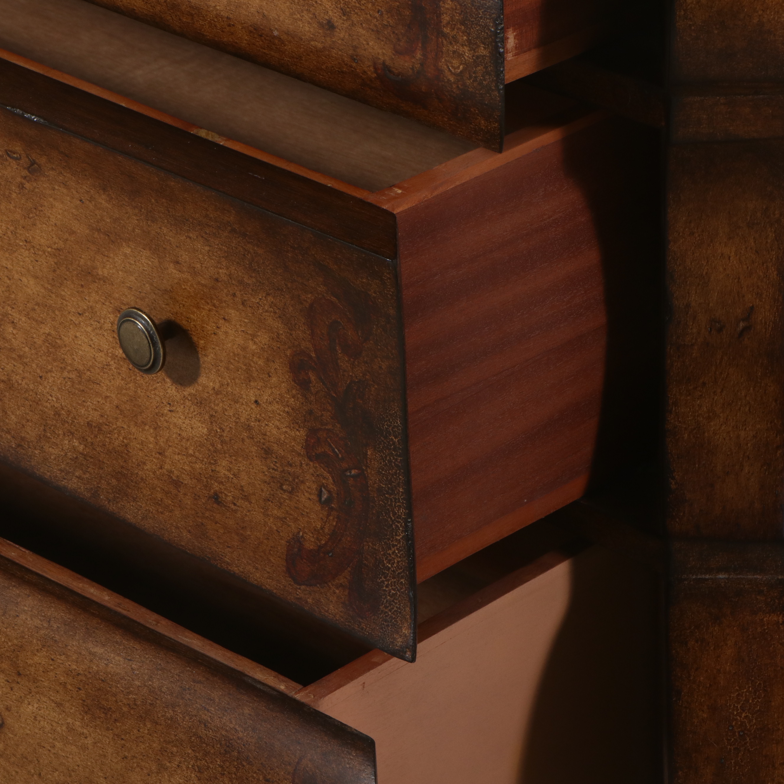 Venetian Rococo Style Paint-Decorated Wood Three-Drawer Bombé Chest