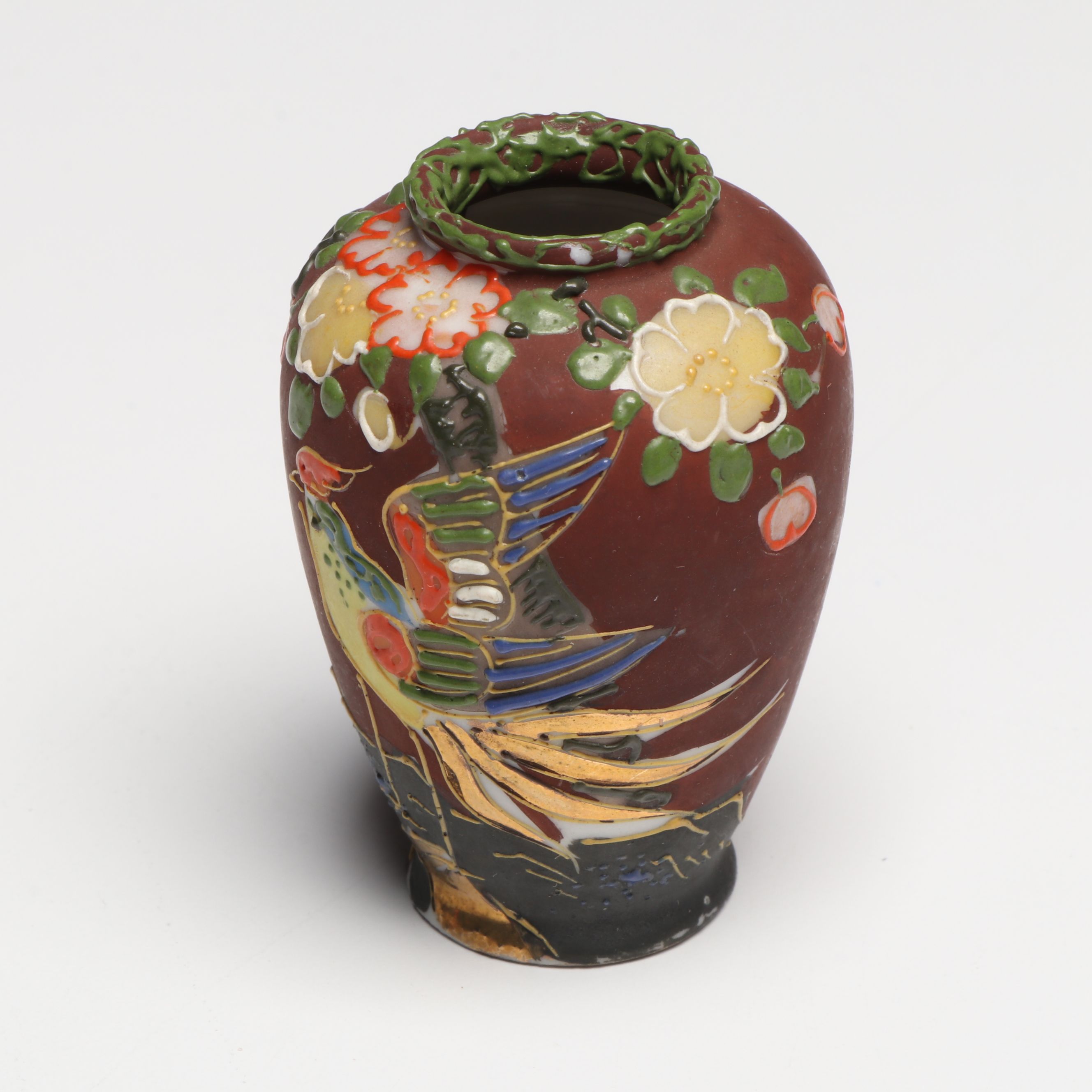 Chinese Style Cloisonné with Japanese Moriage Ceramic Vases and Décor