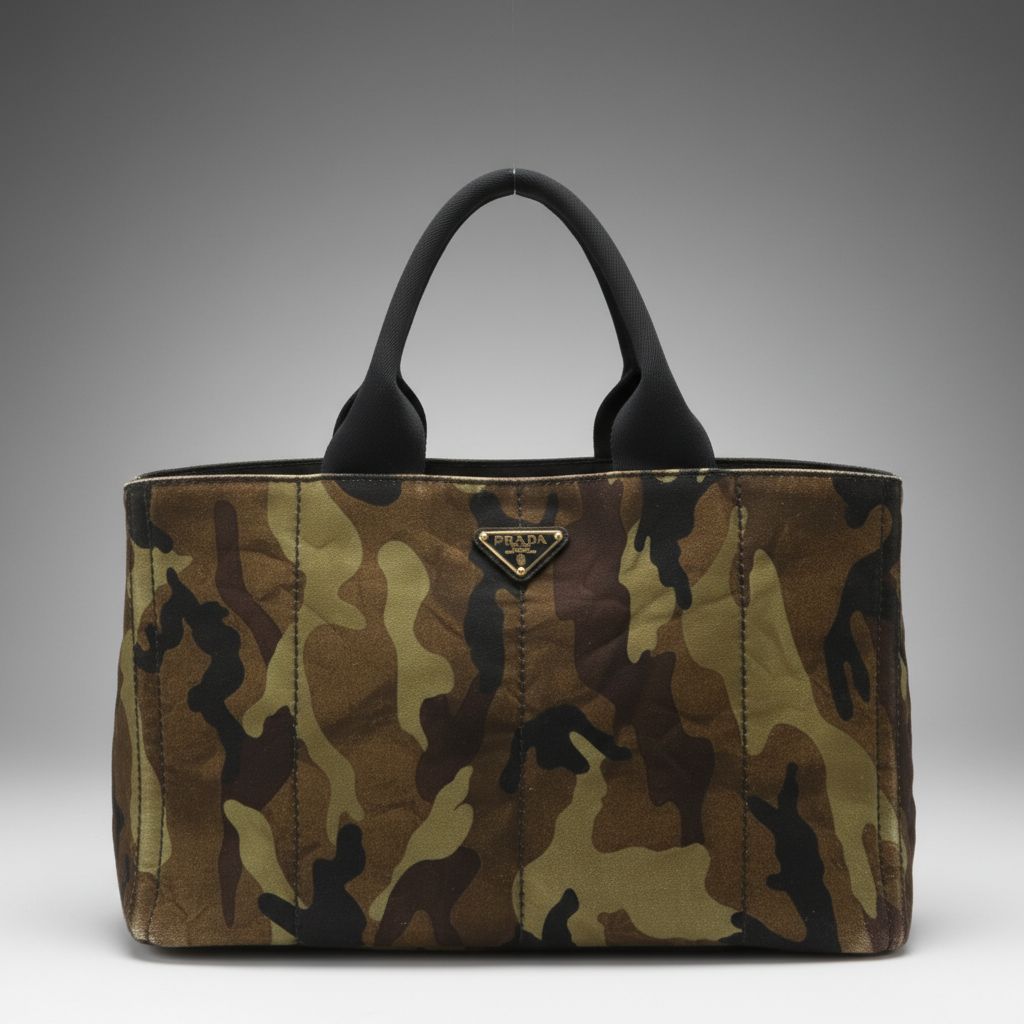 Prada Camouflage Printed Canvas Large Tote