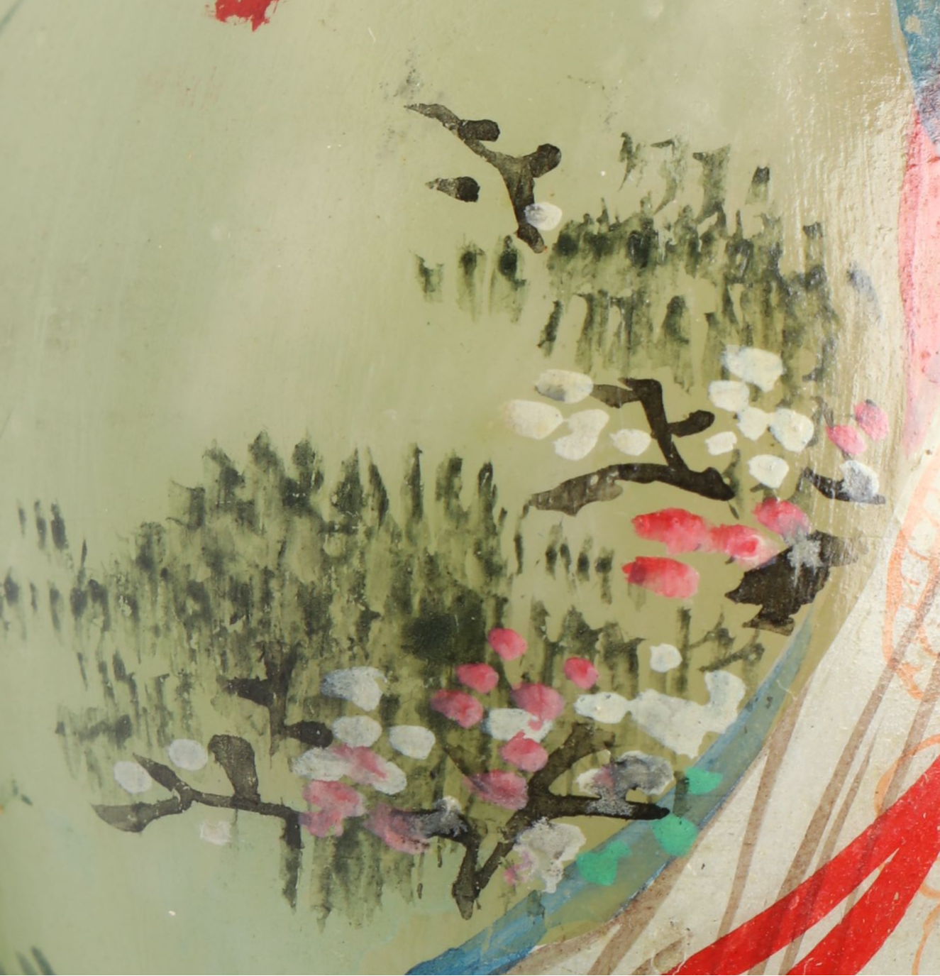 Chinese Hand-Painted Serpentine Egg, Mid to Late 20th Century