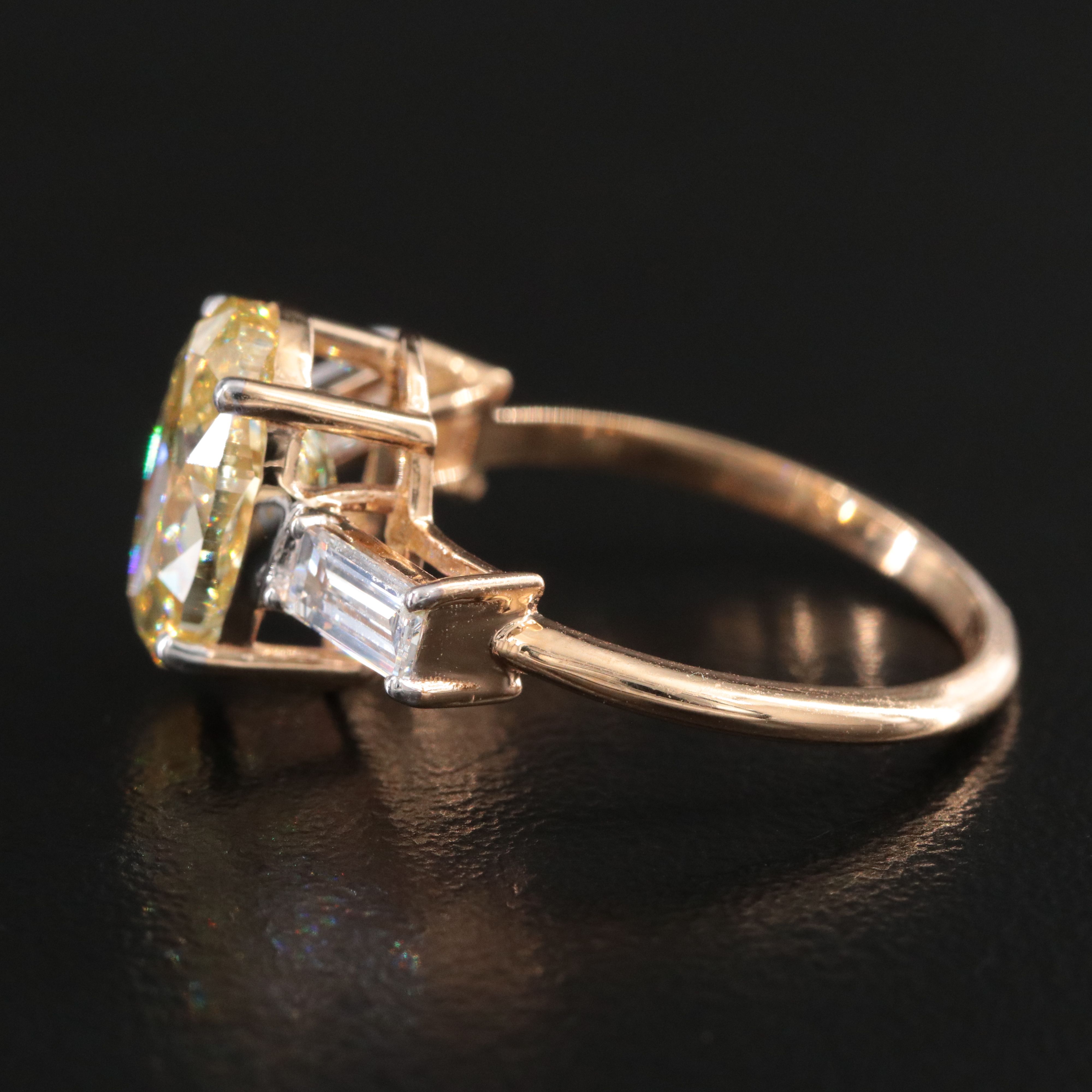 18K 3.85 CTW Lab Grown Diamond Ring w/ Fancy Intense Yellow Center & IGI Report