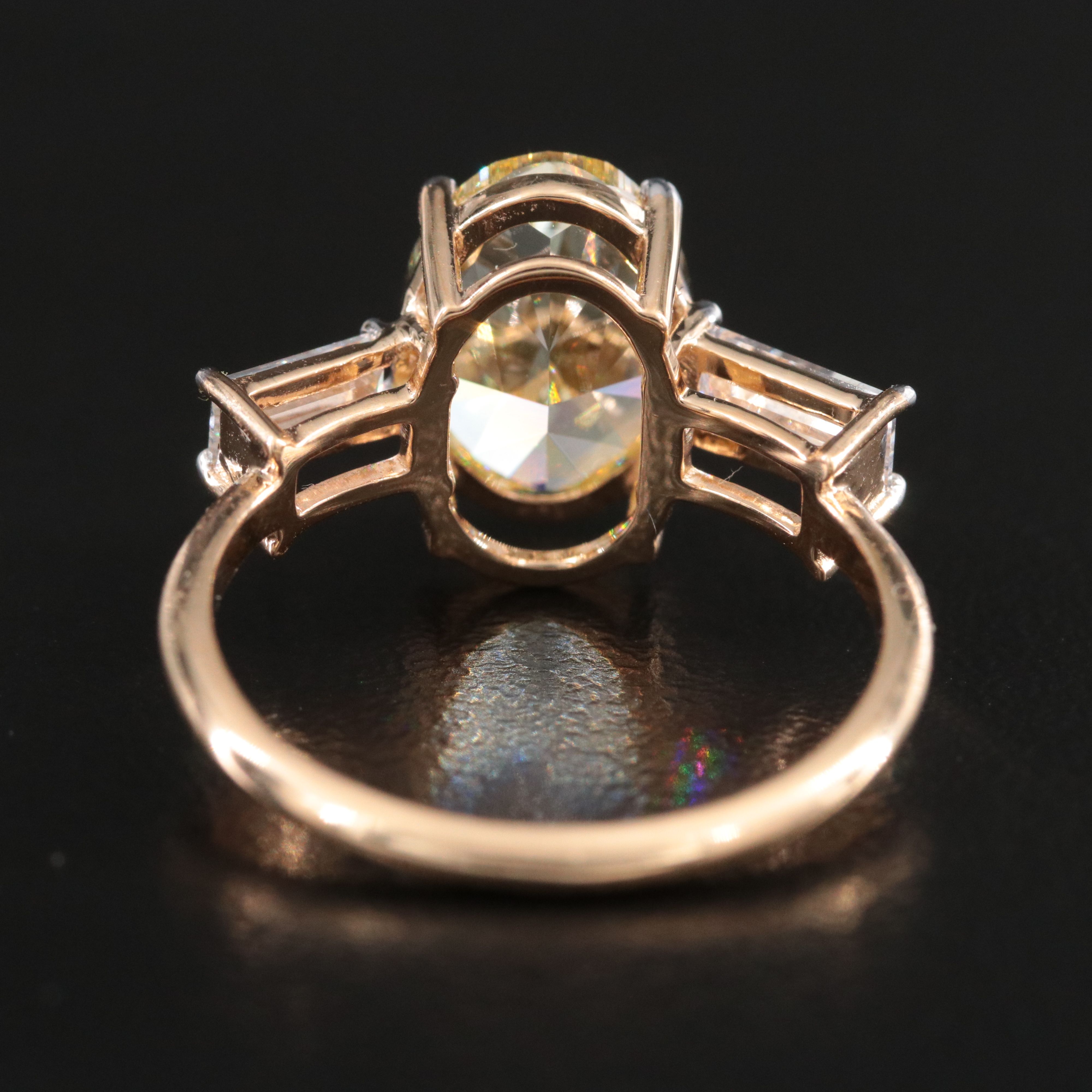 18K 3.85 CTW Lab Grown Diamond Ring w/ Fancy Intense Yellow Center & IGI Report