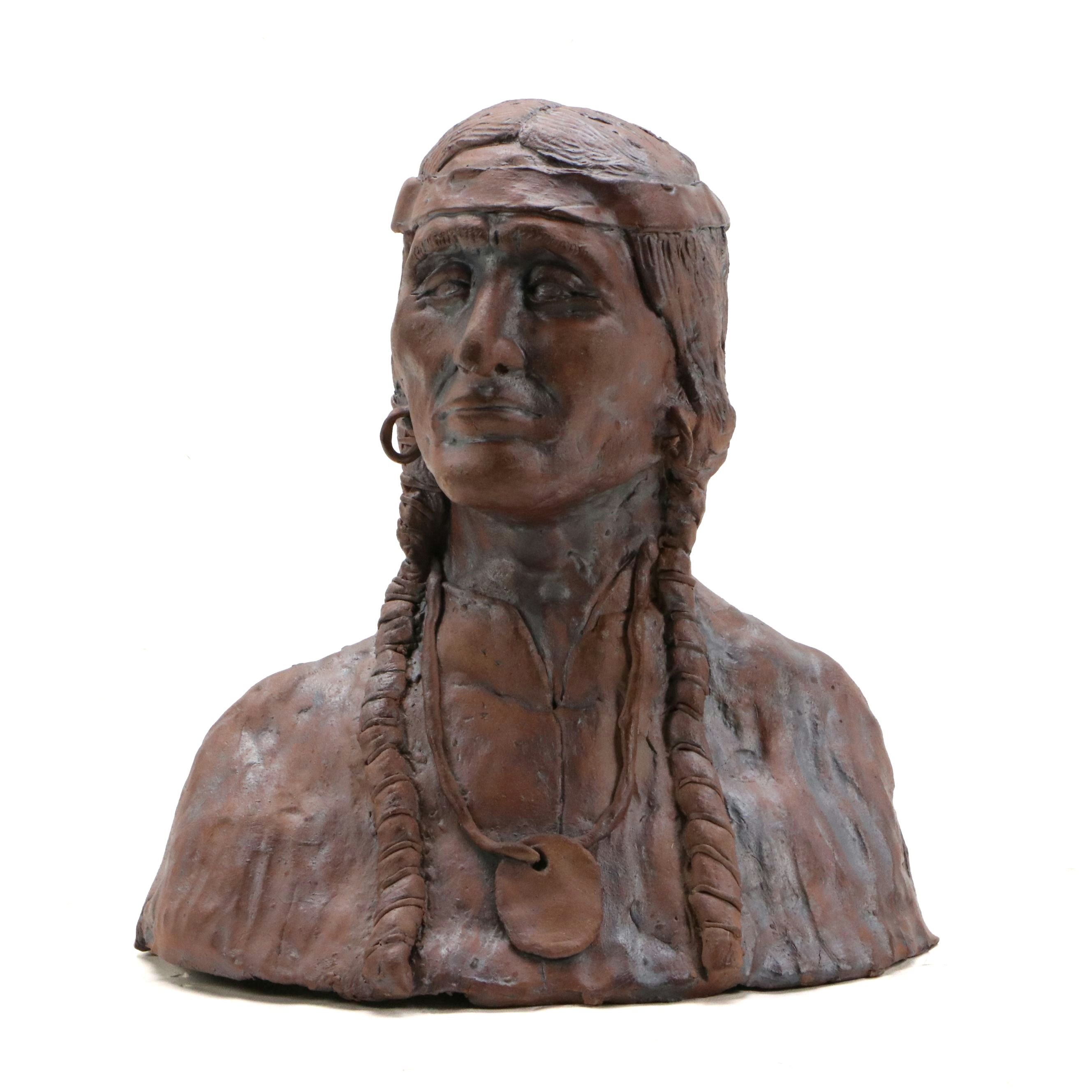 Ceramic Bust of Native American Woman