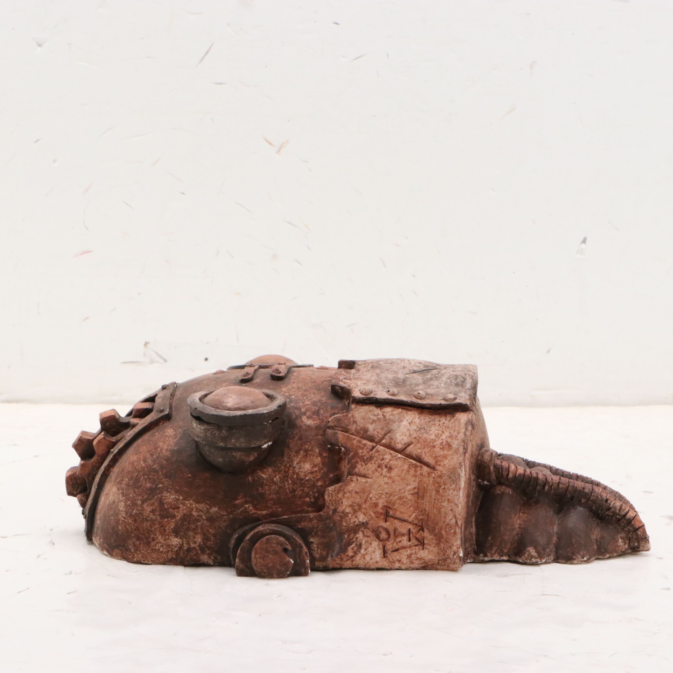 Wall Hanging Cast Plaster Sculpture "The Impossible Winterbourne SteamBot"