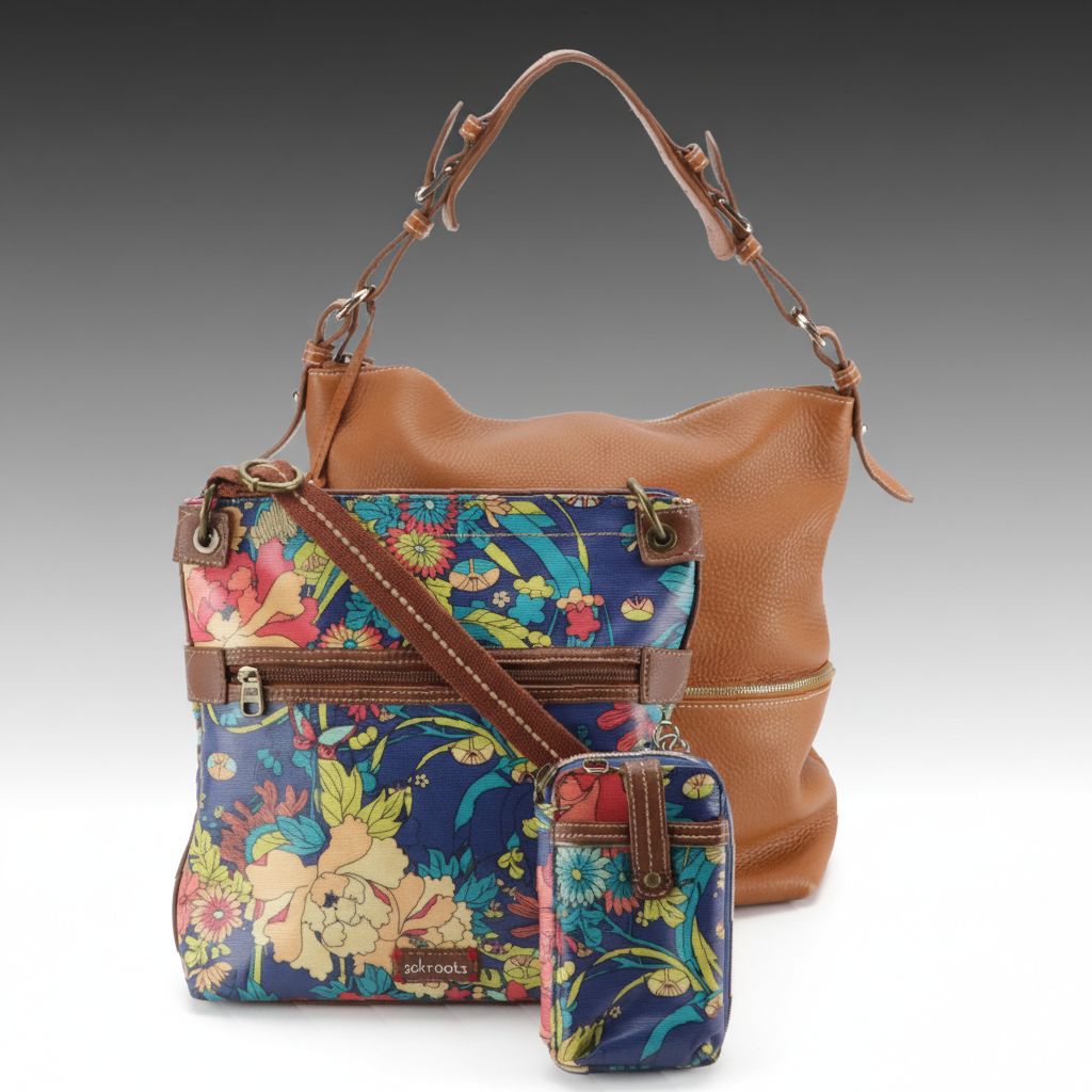 Dooney & Bourke Hobo Shoulder Bag & Sakroots Floral Crossbody Bag and Wristlet