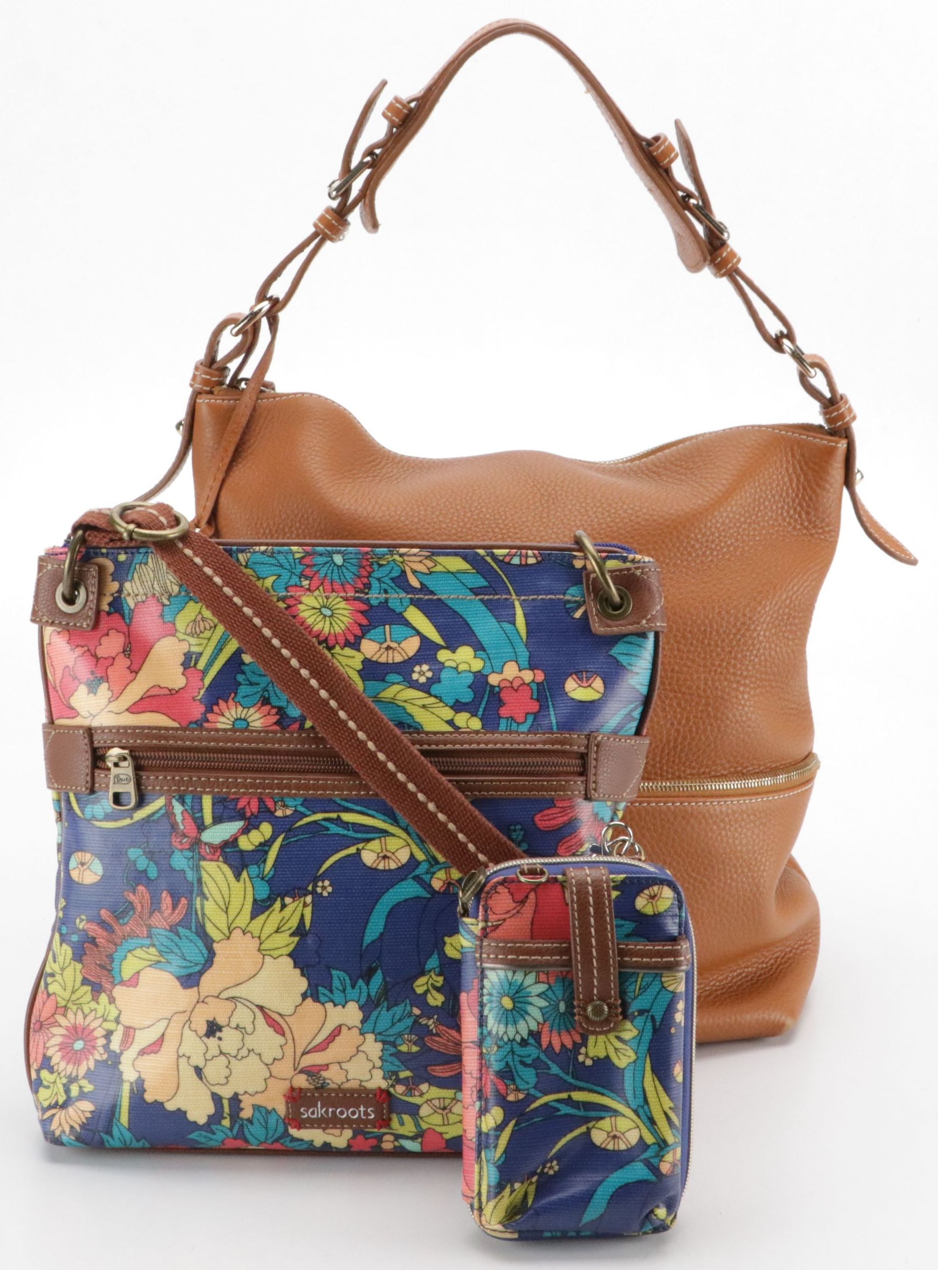 Dooney & Bourke Hobo Shoulder Bag & Sakroots Floral Crossbody Bag and Wristlet